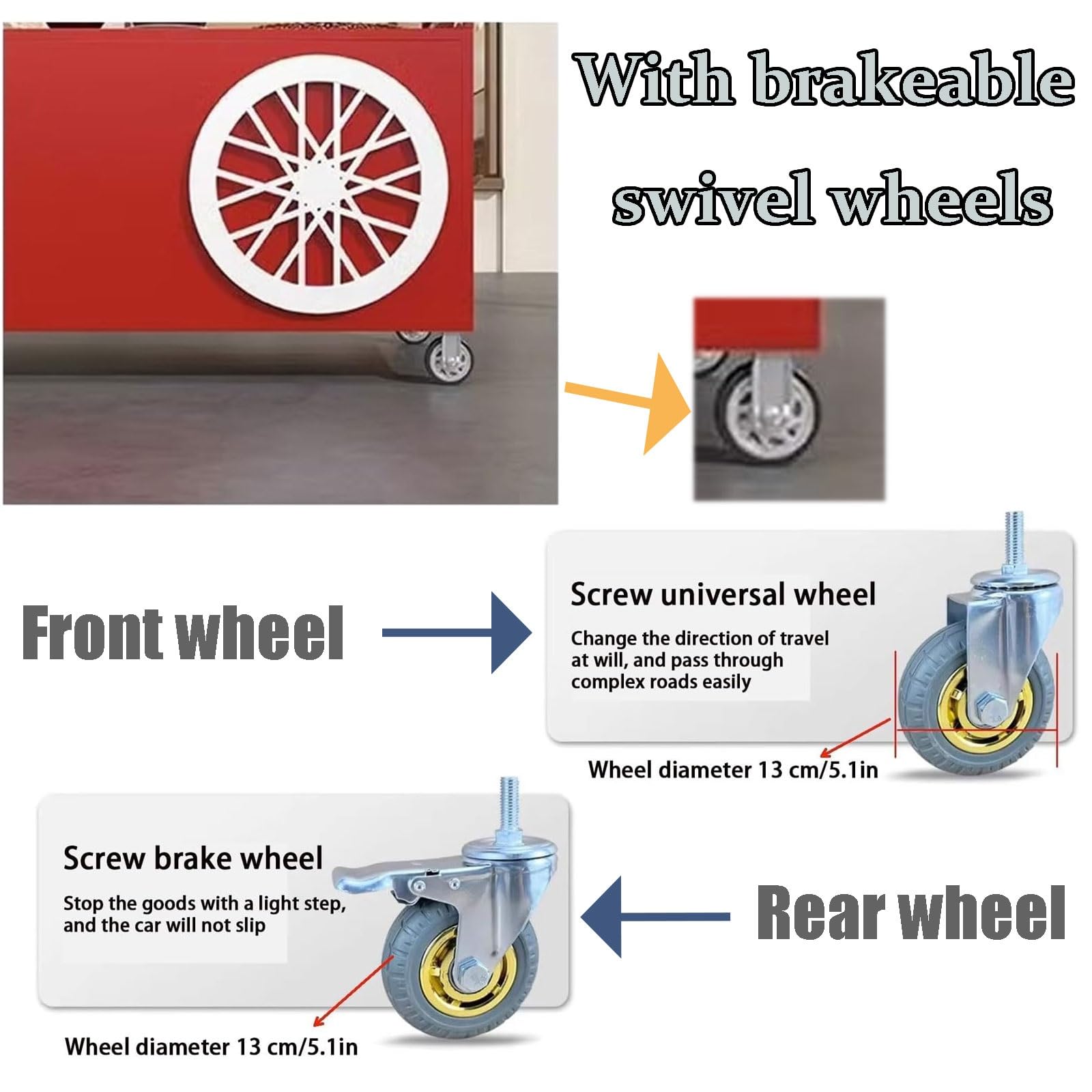 Carrello venditori ambulanti con tettoia bancarella mobile ruote bloccabili carretto salumi ferro esterno 100cm