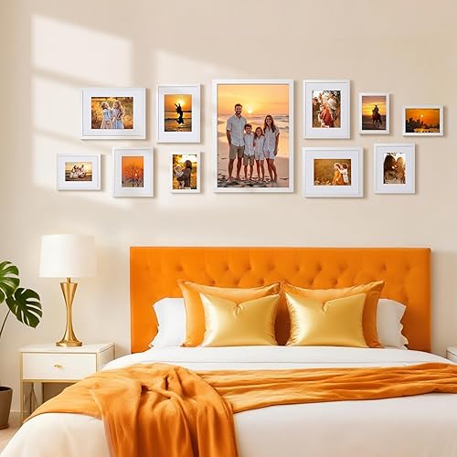 Vista 52 de HappyHapi Juego de 12 portarretratos de 5 x 7 pulgadas, marcos de fotos negros, para exhibir fotos de 4 x 6 con paspartú o de 5 x 7 pulgadas