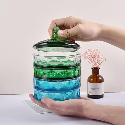 Miniatura 9 de Molde de silicona para tarro con tapa, caja de almacenamiento de silicona apilable de varias capas para fundición de resina epoxi, caja de