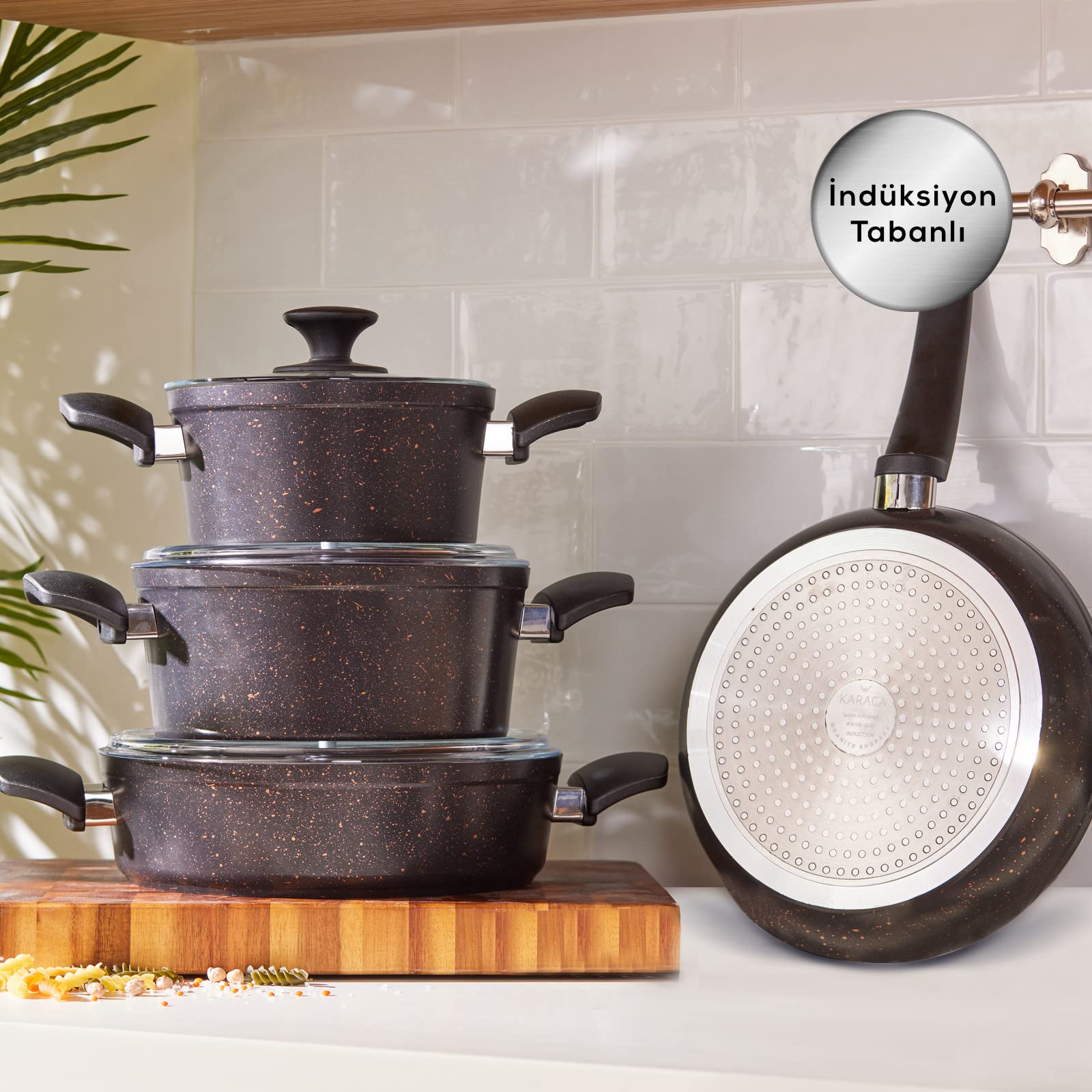 Buy Karaca Biogranite Cookware Set, Black/Gold, Induction Base, 7