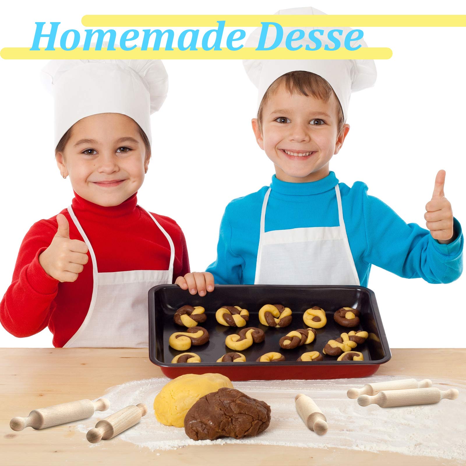15 rodillos pequeños de madera para cocina, para hornear masa pequeña para niños, fondant, pastelería, pizza, manualidades y juego imaginativo para Halloween y regalos de Navidad (7 pulgadas) 6