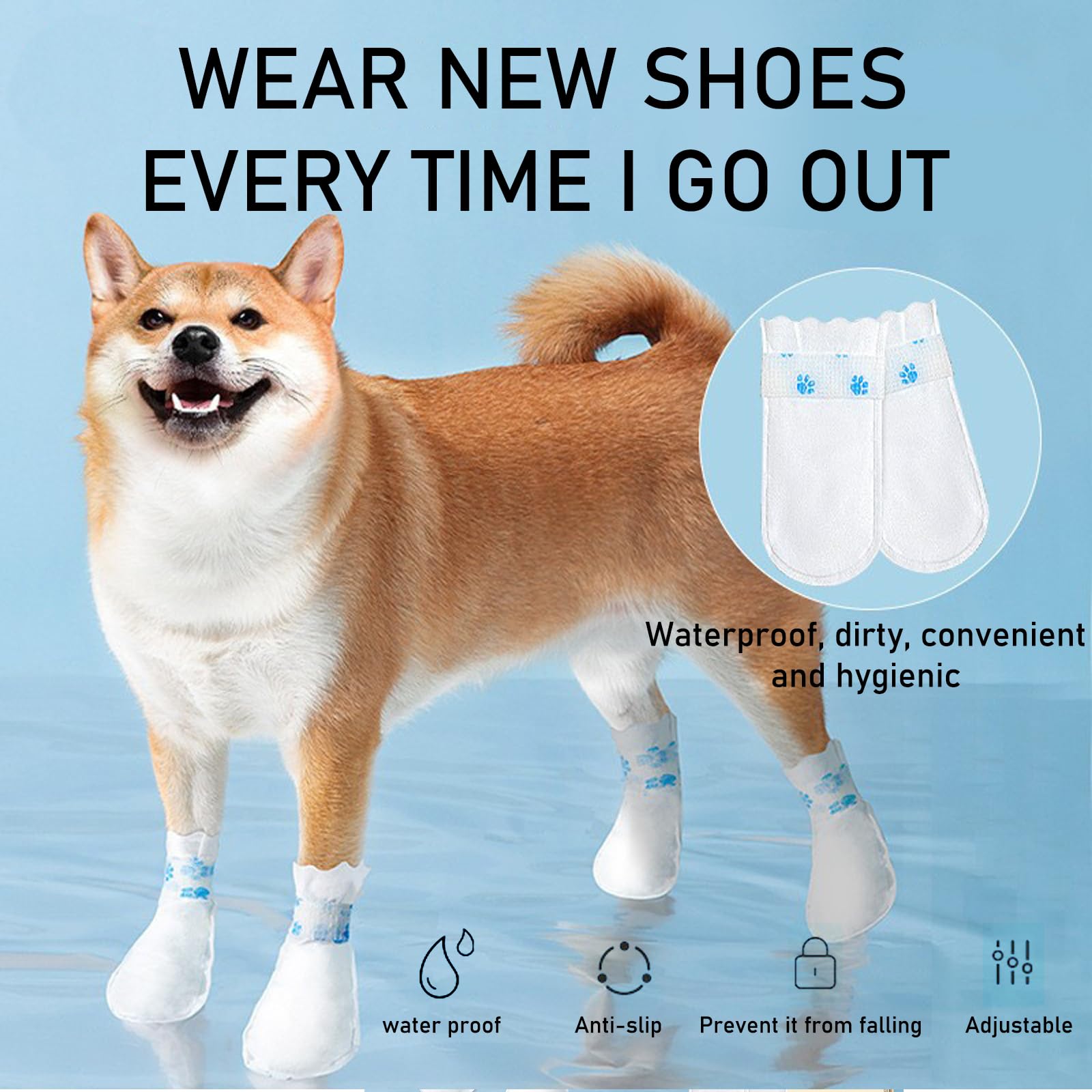 60 Pièces Chaussettes Jetables pour Chiens, Chaussures pour Chiens Antidérapant, Bottes Imperméables, Étanche, Protection Respirante, Auto-Adhésif, Protection des Pattes