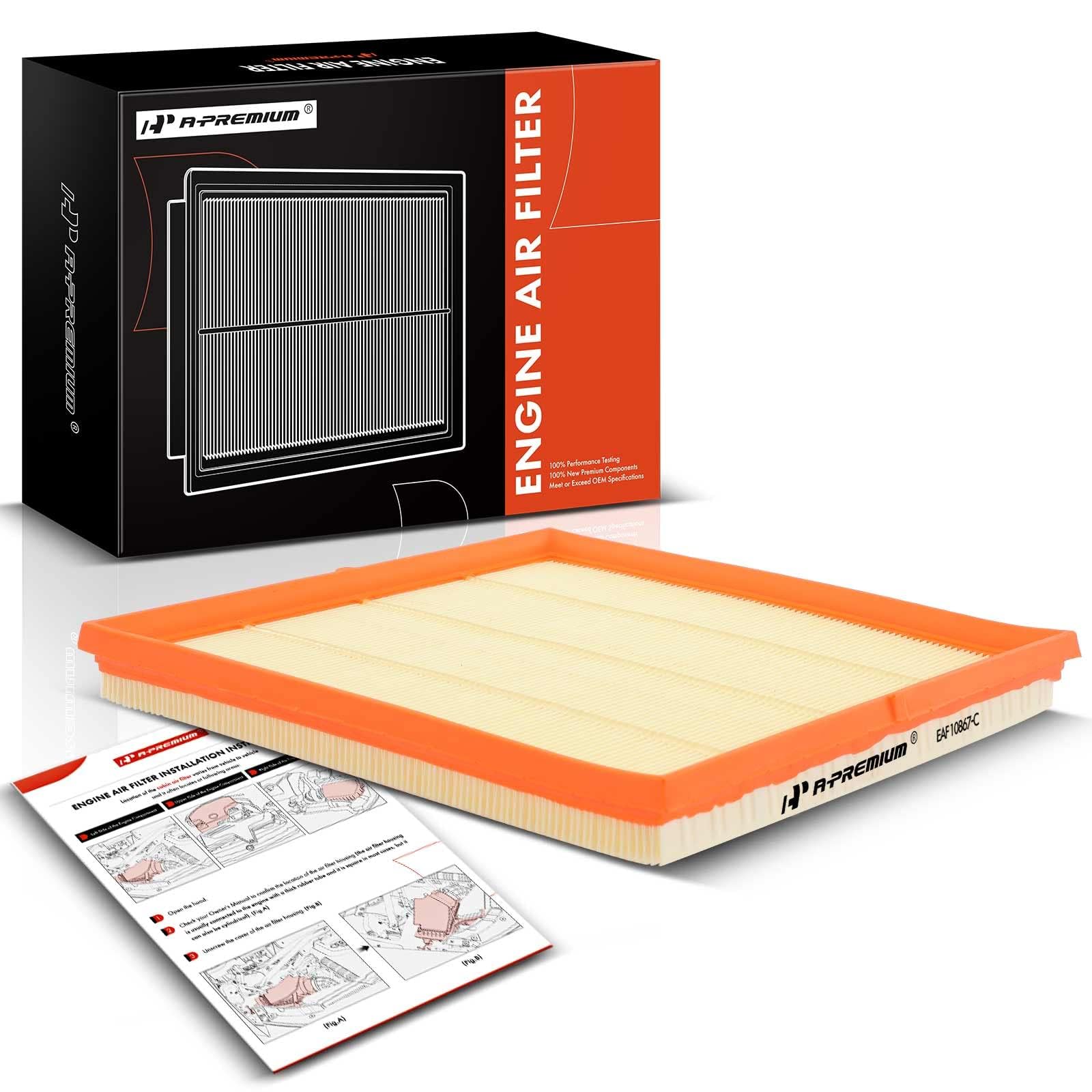 A-Premium Engine Air Filter Compatible with Cadillac SRX 2010-2016 & Saab 9-4X 2011, Flexible Panel, Replace# 15913344