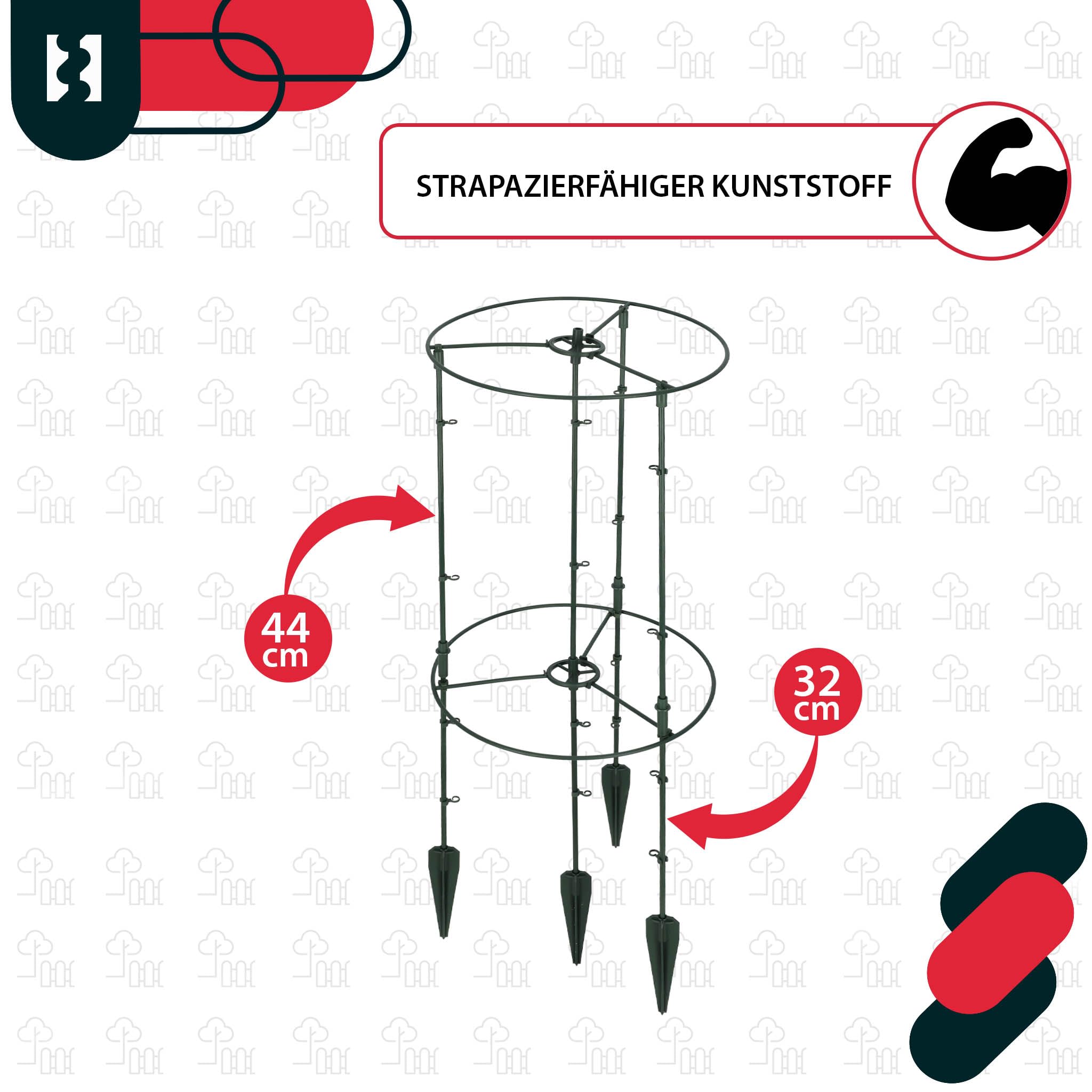 KOTARBAU® Traliccio per Rampicanti ⌀ 35 x 80 cm, Sostegno per Piante, PVC | 6 Pezzi, Supporto per Piante Rampicanti, Tutori Pomodori, Supporti per Piante, Griglia per Piante Rampicanti, Verde, Rotondo