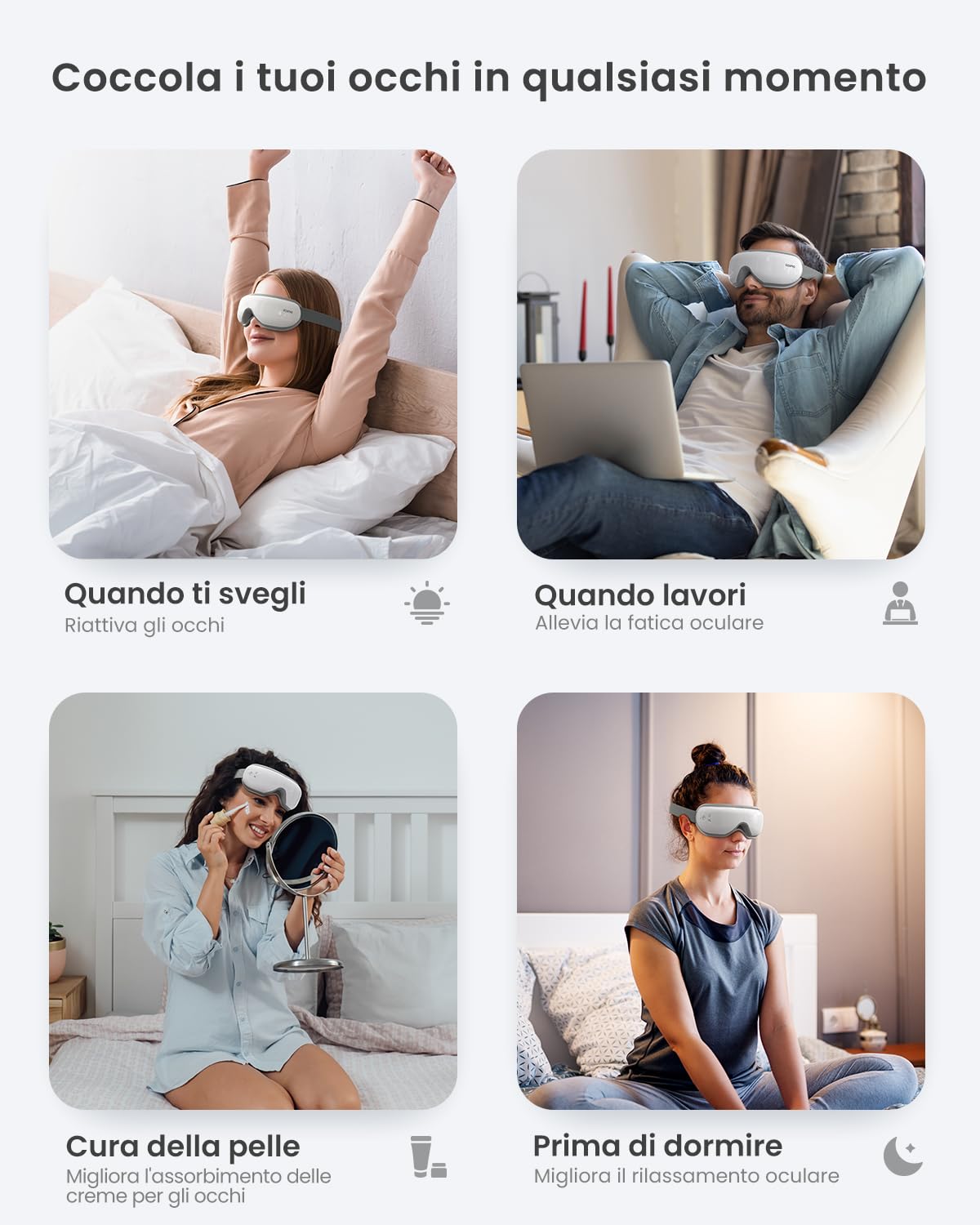RENPHO Eyeris 1 - Massaggiatore per gli occhi con calore e telecomando, Maschera occhi con musica Bluetooth per l'emicrania, Relax e affaticamentoa, Regali per donne e uomini