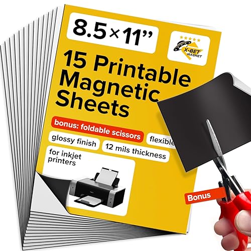 Miniatura 10 de Hojas magnéticas imprimibles, cada una de 8.5 x 11 pulgadas, hojas magnéticas flexibles no adhesivas para imanes de fotos e imágenes, papel