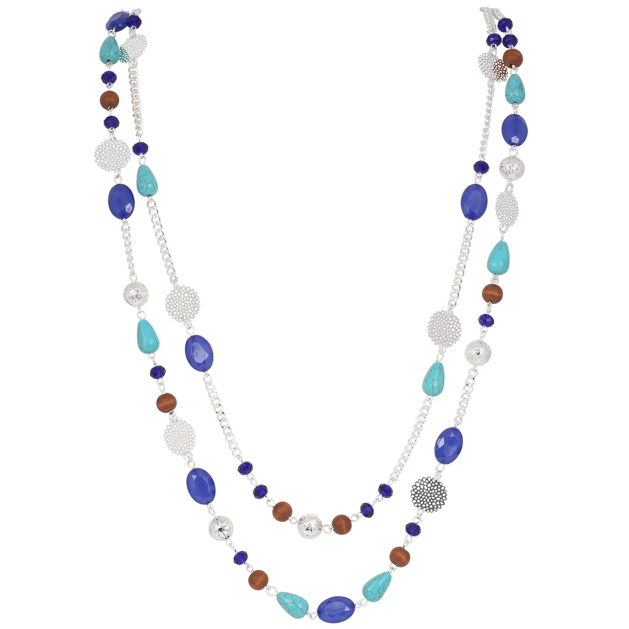 BocarLong Necklaces for Women Trendy, Boho Layered Crystal Beaded Collar Necklaces for Women, Fashion Statement Necklaces Jewelry