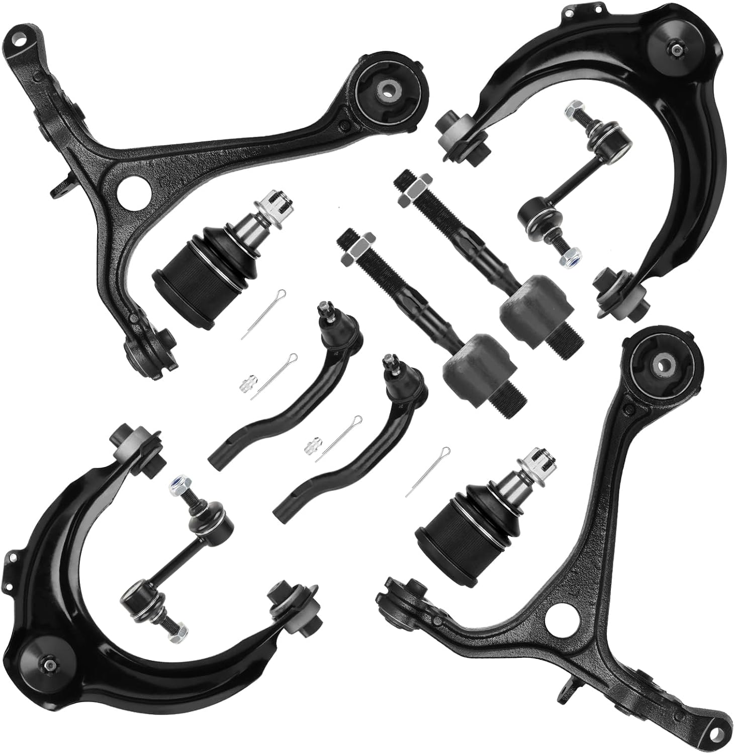 Front Upper Lower Control Arm Suspension Kit Fit for Accord Sedan Coupe 2003-2007 ACURA TSX 2004-2008 with Ball Joints Tie Rod Ends Sway Bar Stabilizer Links - 12pcs