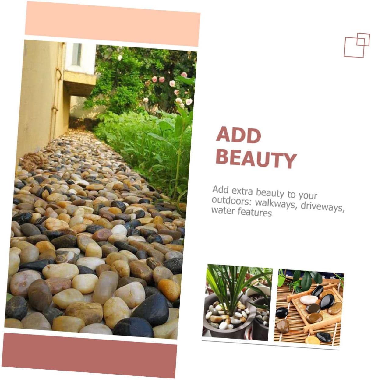 BESPORTBLE Decorative Pebbles for Aquarium and Garden of Natural River Stones Each for Flowerpots Landscaping Vases and Crafts Smooth and Easy to Use