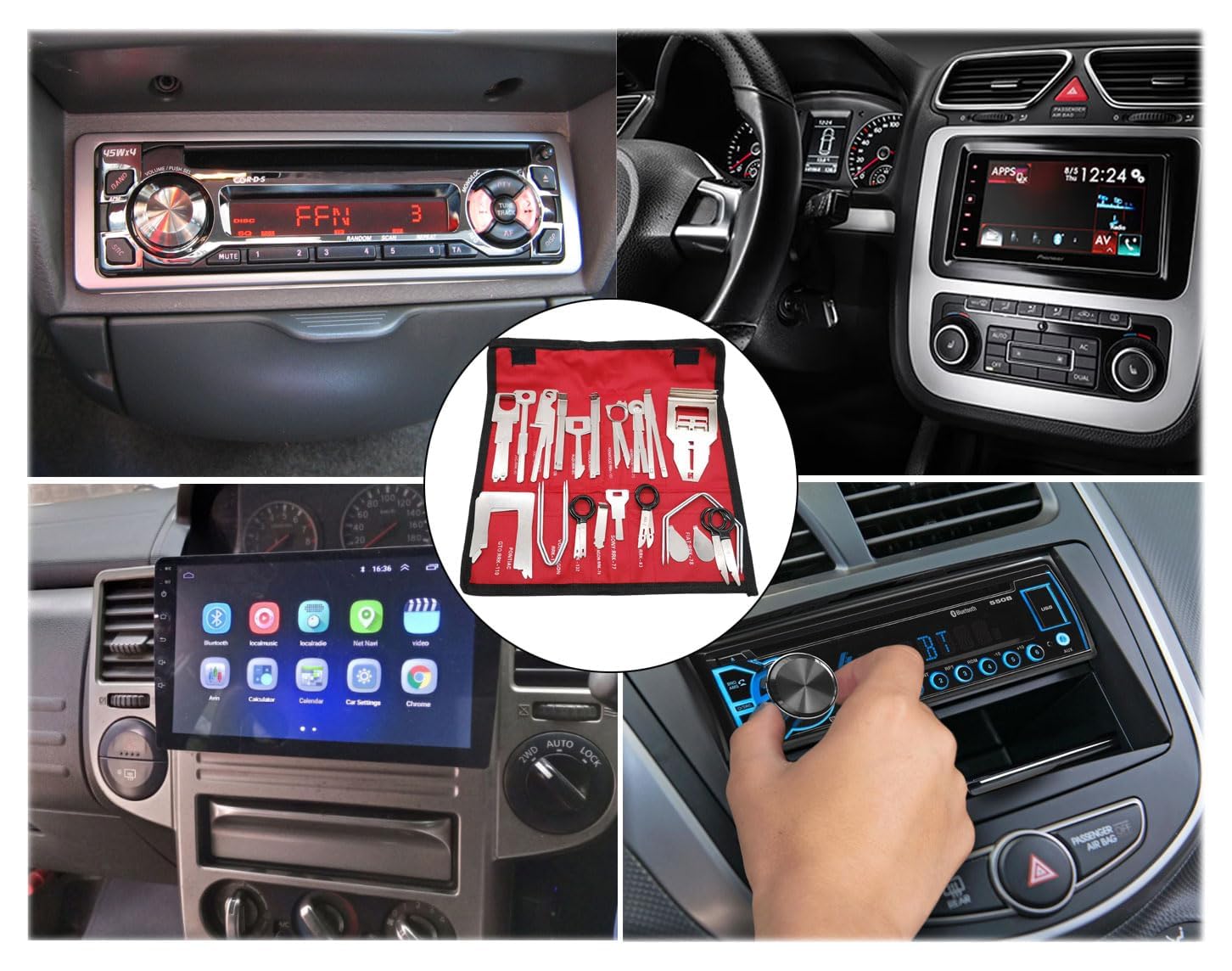 38 Piezas Herramienta de desmontaje de Radio, Kit de Herramientas de extracción de Radio, Herramientas extracción Radio y Panel de Coche, adecuadas para Sistemas de Audio de automóviles