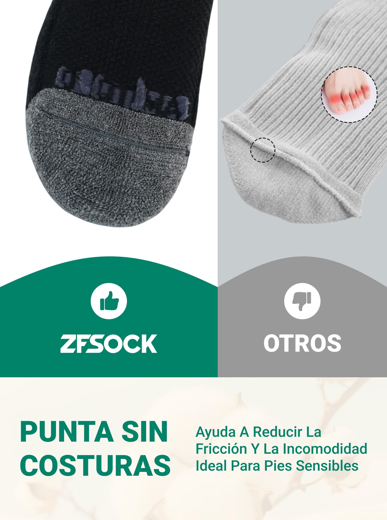 Calcetines Diabeticos Hombre Mujer: Calcetines Algodón Sin Goma Sin Costuras Sin Elástico Confort Acolchado De Felpa Calcetines de Ajuste Holgado para Pies Hinchados — view 5