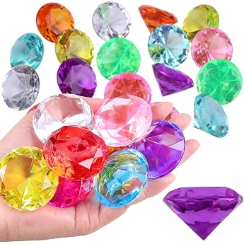Acrylic Gemstones for Children 30 mm Large Colourful Diamonds Decoration Pack of 30
