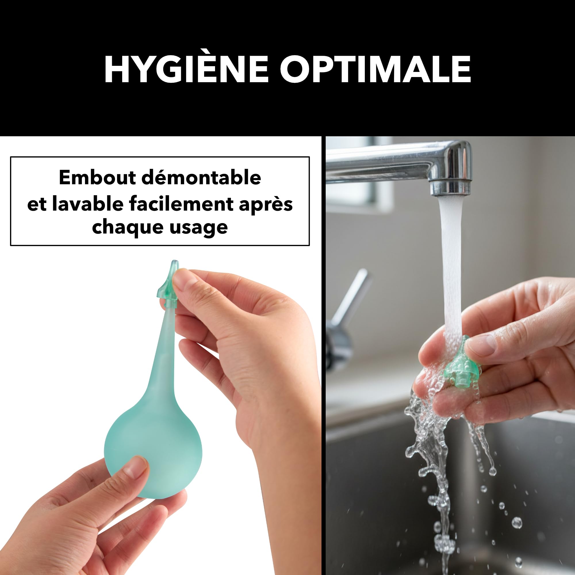 Poire Lavement Oreilles 75ml Haute Précision - Seringue Auriculaire Souple pour Nettoyage du Cérumen - Retrait de Bouchon d'Oreille - Embout Transparent Amovible - Matériau TPE Médical