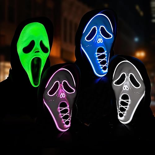 Miniatura 3 de Máscara de Halloween que brilla y aterradora máscara de calavera Halloween de terror para mascarada, cosplay, fiesta, decoración de accesorios