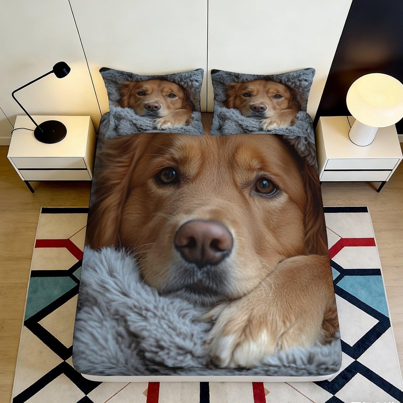 3D Printed Brown Wolf Fitted Sheet Microfiber Soft Breathable Forest Animal Mattress Cover for Bedroom Dormitory Guest Room Mattress Protection Decor 120x200x25cm