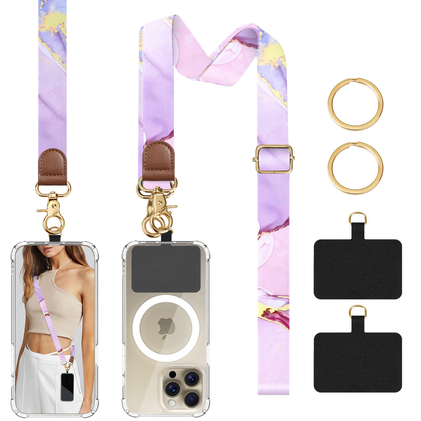 Timovo Unisex Cloudy Pink Phone Lanyard Crossbody Wrist Strap, Adjustable Anti-Theft Strap For All Smartphone Case, Universal Cell Phone Neck Lanyard For Women And Men,