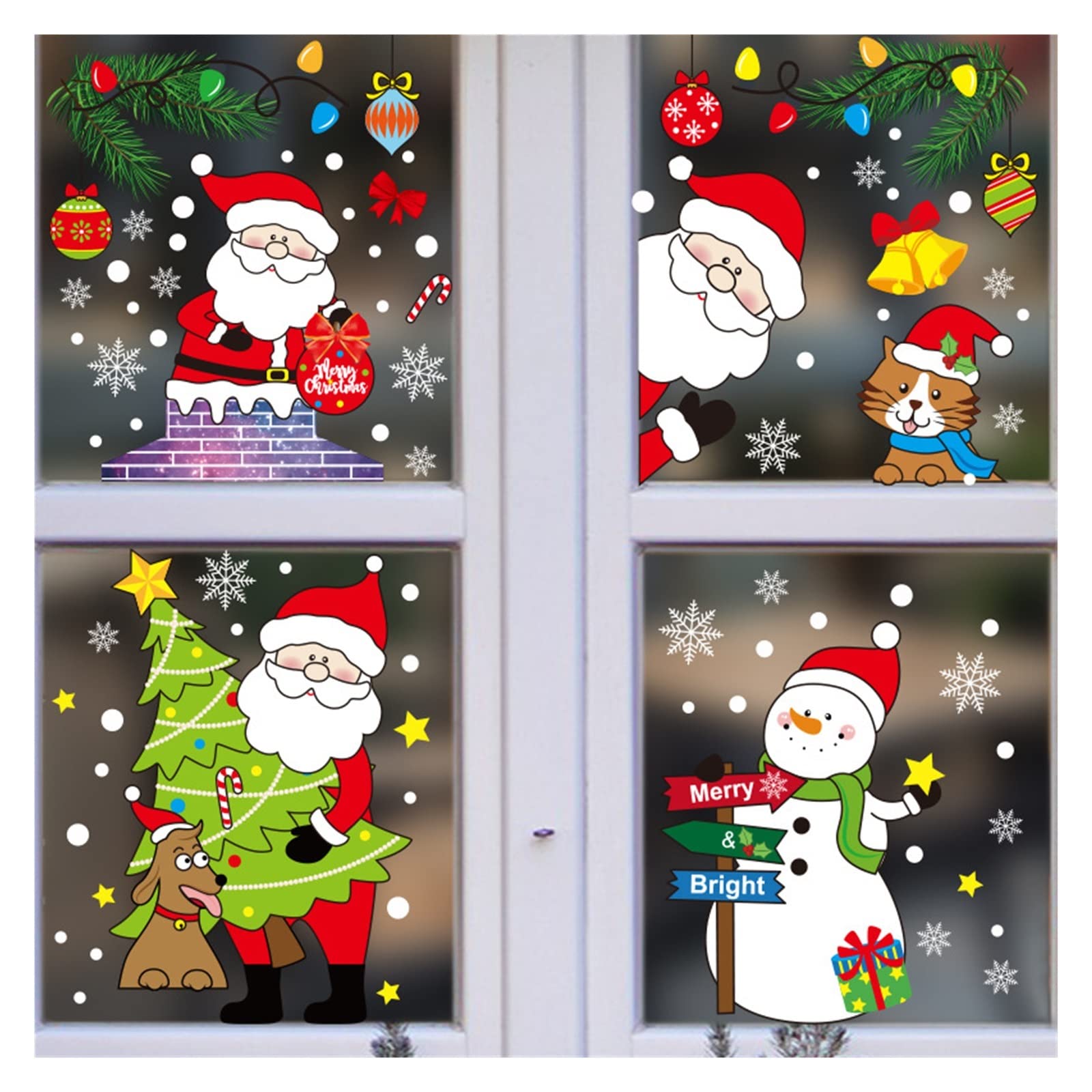 Kerstraamstickers voor ramen, 256 stuks herbruikbare kerstman-raamstickers voor kerstversieringen, dubbelzijdige kerstsneeuwvlok, raamklampen voor thuiskantoor Kerstraamstickers voor ramen, 256 stuks herbruikbare kerstman-raamstickers voor kerstversieringen, dubbelzijdige kerstsneeuwvlok, raamklampen voor thuiskantoor