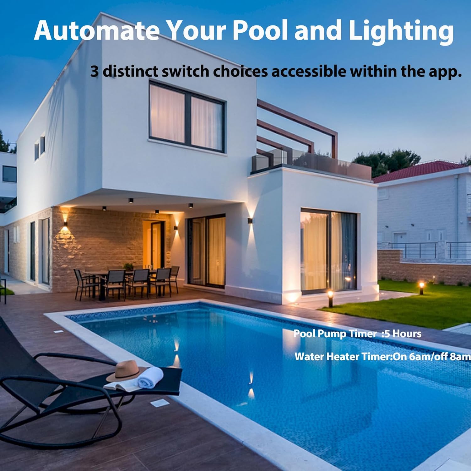 GREENCYCLE Wi-Fi Smart Timer Switch for Outdoor Electrical Box,2PK 3 Gang WiFi Wireless Remote Smart Switch Box, Outdoor Light, Sprinkler Timer System for Yard, Garden, Pool, Holiday Decorations