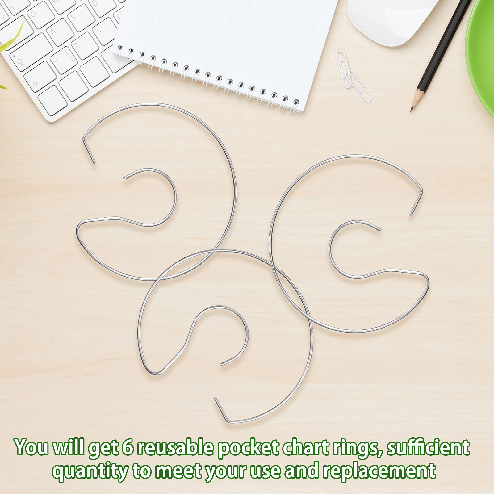 6 Pieces Double Pocket Chart Rings for Classroom Ring Set for Pocket Chart Stand Teacher Helper Hooks for Charts - Image 4