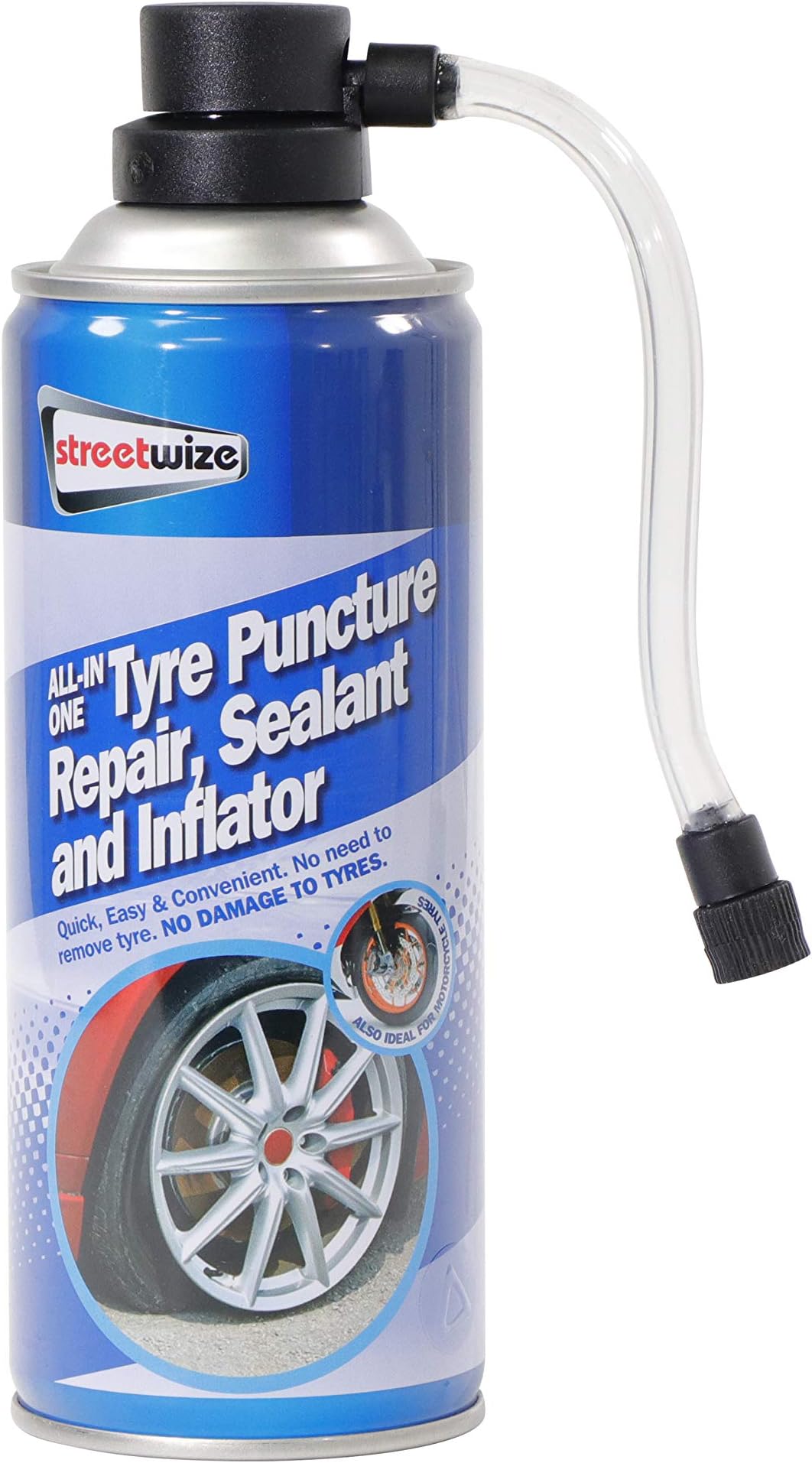 Streetwize - Tyre Sealant and Inflator - Puncture Repair - 450ml - Ideal For : Cars, Vans and 4x4's
