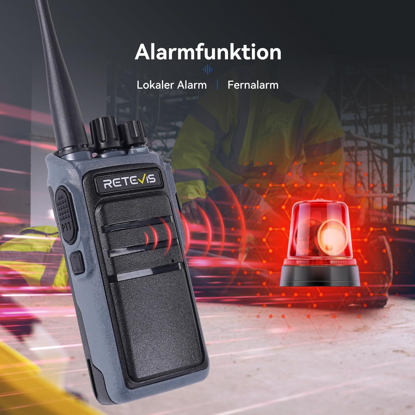 Retevis C64 Funkgeräte Dualband, Professionelles Walkie Talkie Intelligente Spracherkennungs, 2500 mAh, Rauschunterdrückung, Handfunkgerät mit Headset für Restaurants, Hotels (Schwarz, 4 Stück)