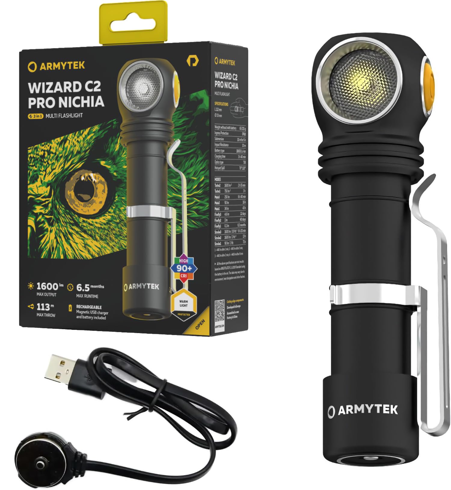 Value Bundle: Armytek Wizard C2 Pro Nichia (Warm) LED Multi