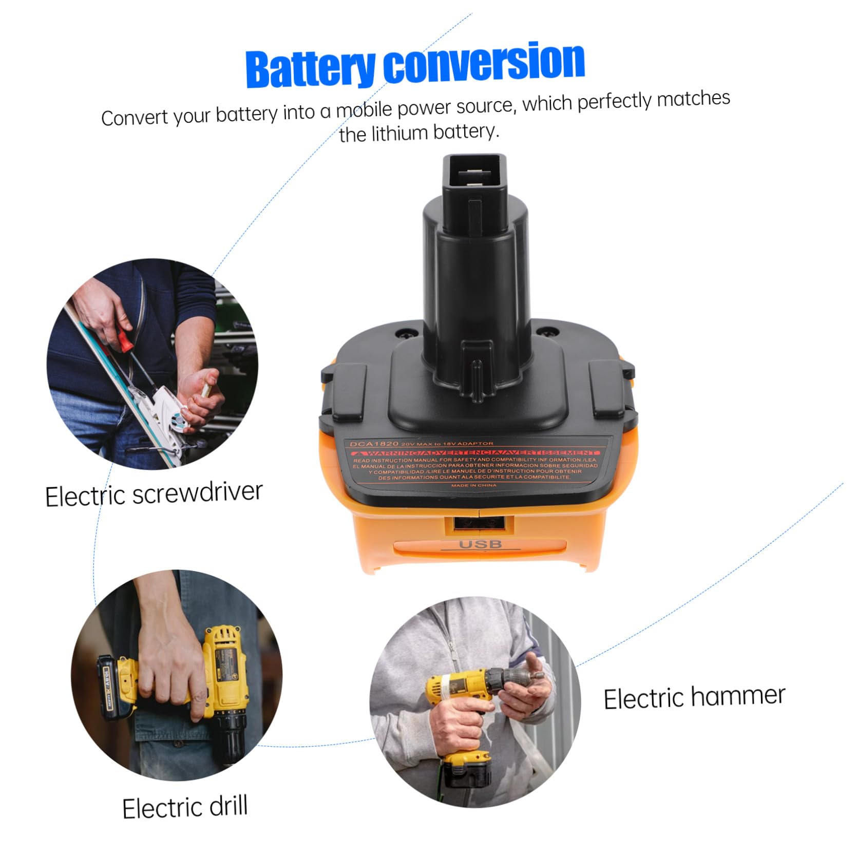 Angoily 2juegos Adaptador de Batería de Iones de Litio Cargador Convertidor para Batería Li-Ion Conector de Alimentación para Herramientas Eléctricas