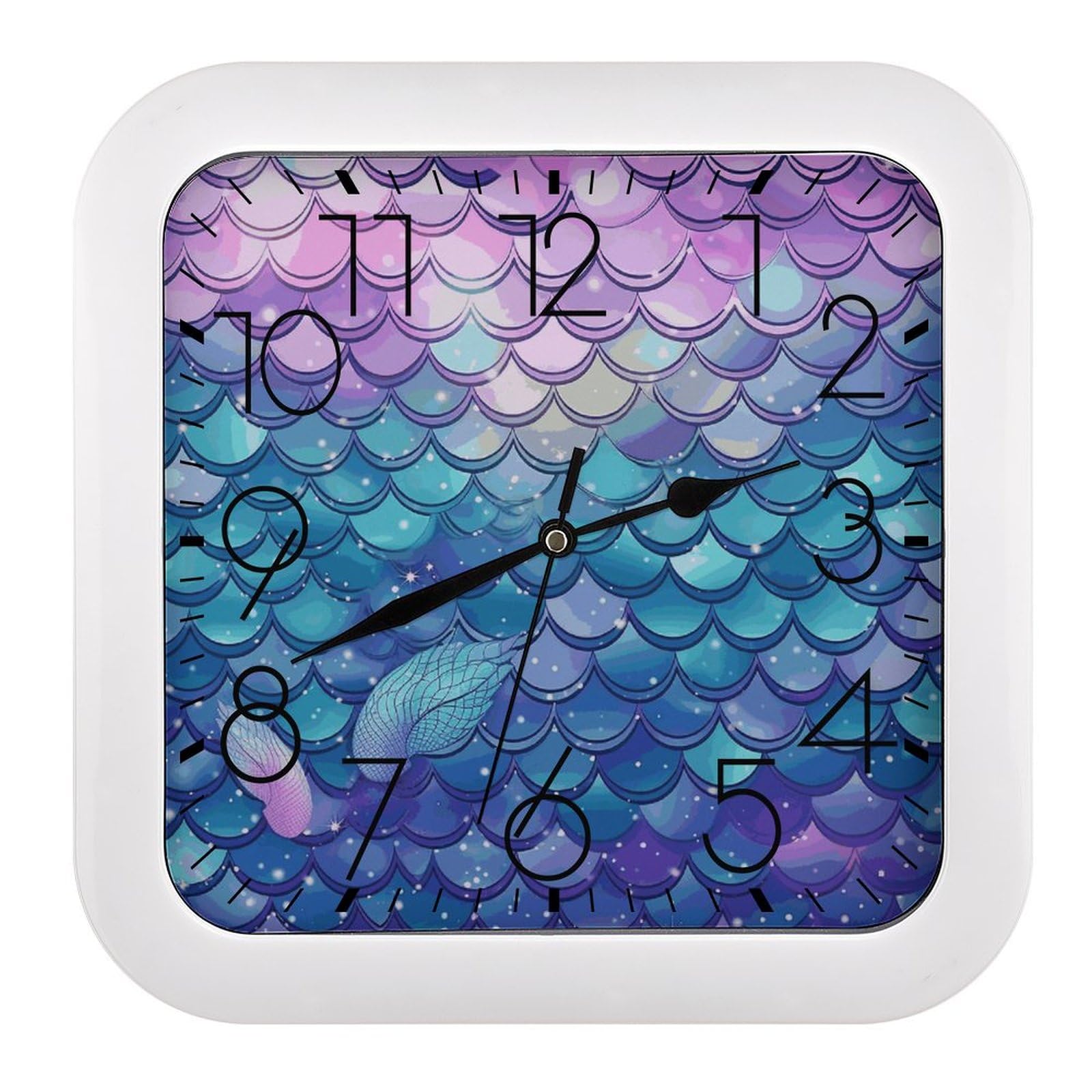Horloge cuisine silencieuse rétro motif nénuphar et sirène