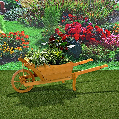 Brouette en bois décorative EDV-PRO pour fleurs de terrasse