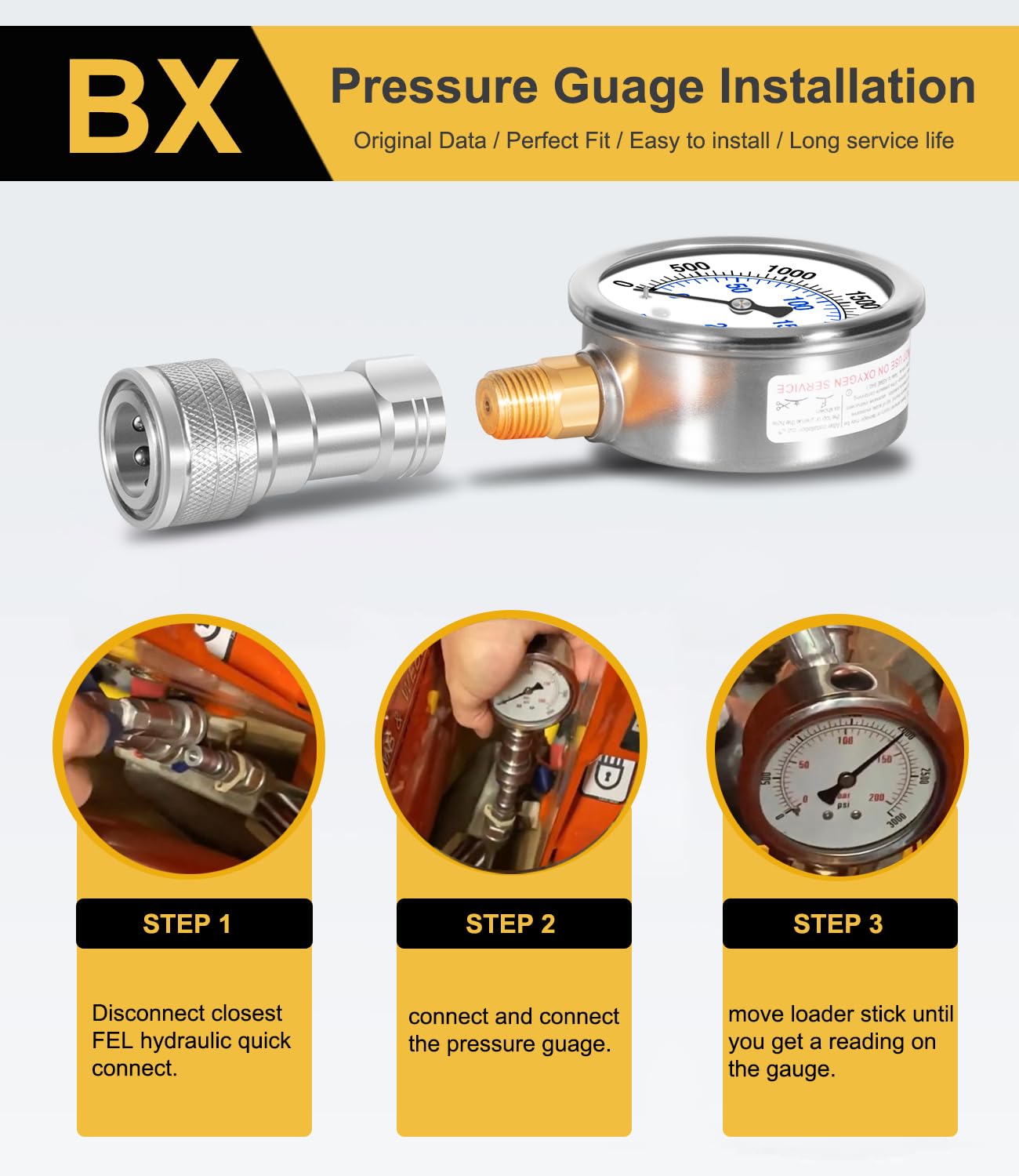 Yoursme Pressure Boost kit for Kubota B (2016 and Older BX) Pressure Gauge and Hydraulic Shims Kit Hydraulic Pressure Adjustment Kit