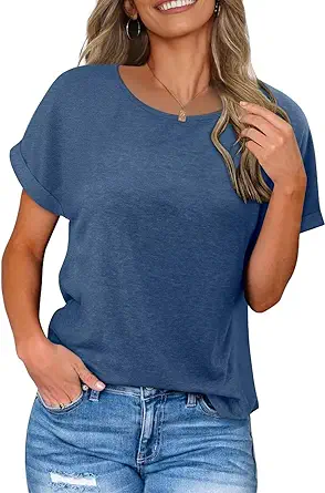 KISSMODA Summer Short Sleeve T Shirt Loose Fit Casual Dressy Women Top 2025 Trendy Ladies Fashion Blouses(S-3XL)