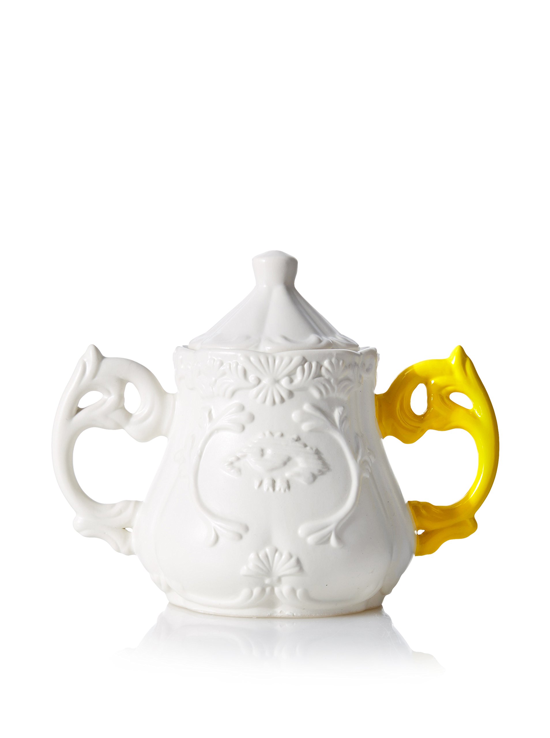 Seletti Sucrier avec Anse de Couleur de, Porcelaine, Blanc/Jaune, 13 cm (diamètre) et 15 cm (Haut)