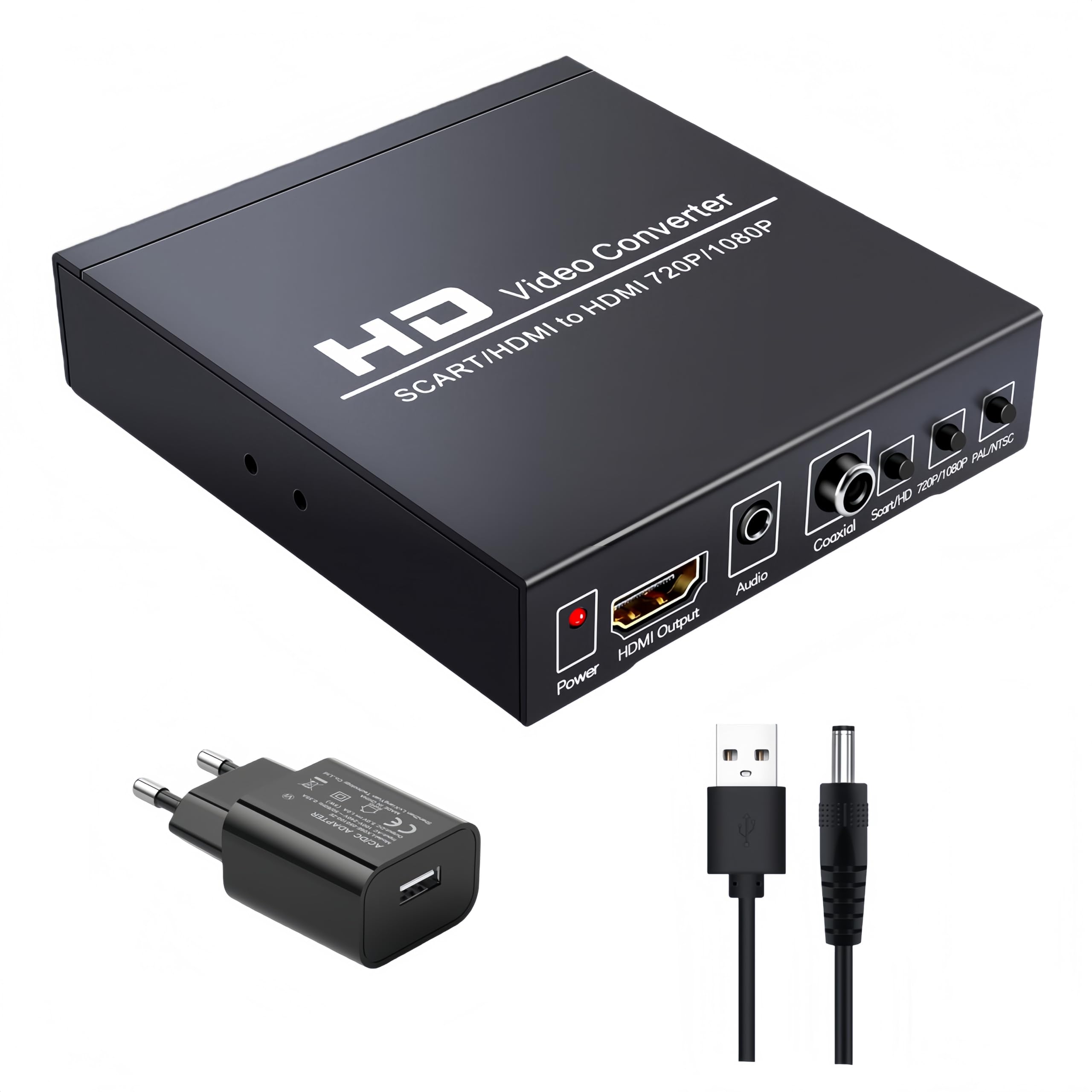 Mcbazel Convertidor SCART y HDMI a HDMI, 720P/1080P Compatible con PAL/NTSC/SECAM, Audio Digital Coaxial o Estéreo para DVD/Decodificador/Reproductor HD/Consolas (PS2/PS3PSP/Wii/Xbox360)