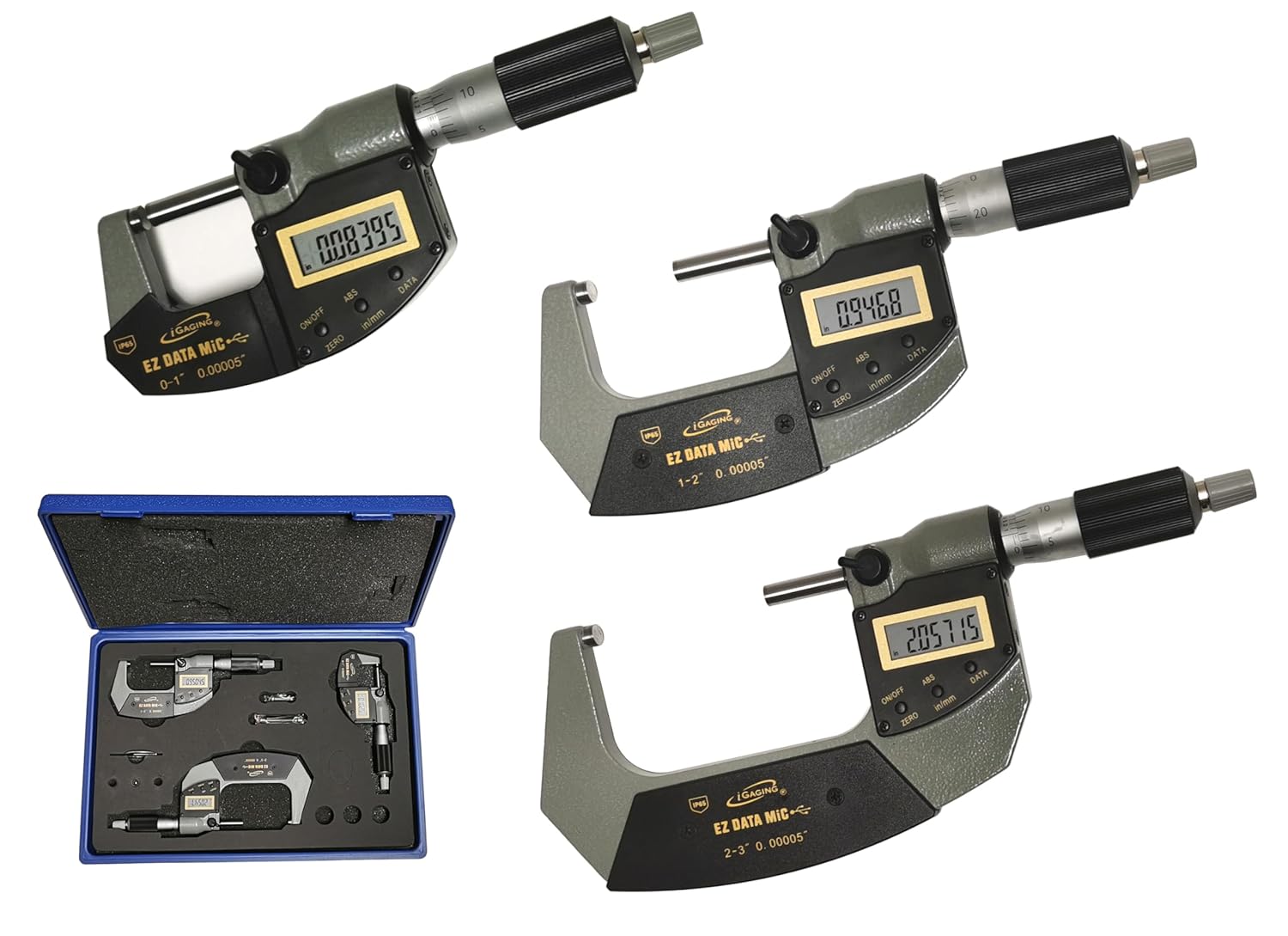 iGAGING 3-4"/75-100mm Twin Force Friction and Ratchet Movement Digital Micrometer, IP65 Rate, 35-065-U04