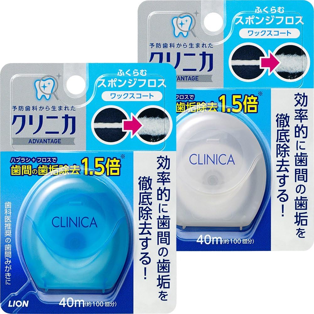 Clinica Advantage sponge floss 40m × 2 pieces (blue, green, and one color of the orange-clear. Color Leave)