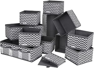 DIMJ 12 PCS Drawer Organizer Dresser Closet Foldable Wardrobe Storage Organizers Drawer Dividers Storage Cubes for Clothes, Bras, Socks, Underwear, Ties, Scarves, Cosmetics
