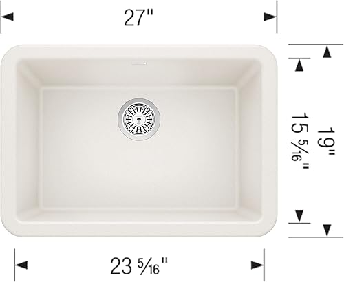 Miniatura 5 de BLANCO 402313 IKON SILGRANIT - Fregadero de cocina con delantal para cocina con diseño de trufas, 27 pulgadas de largo x 19 pulgadas de ancho, color