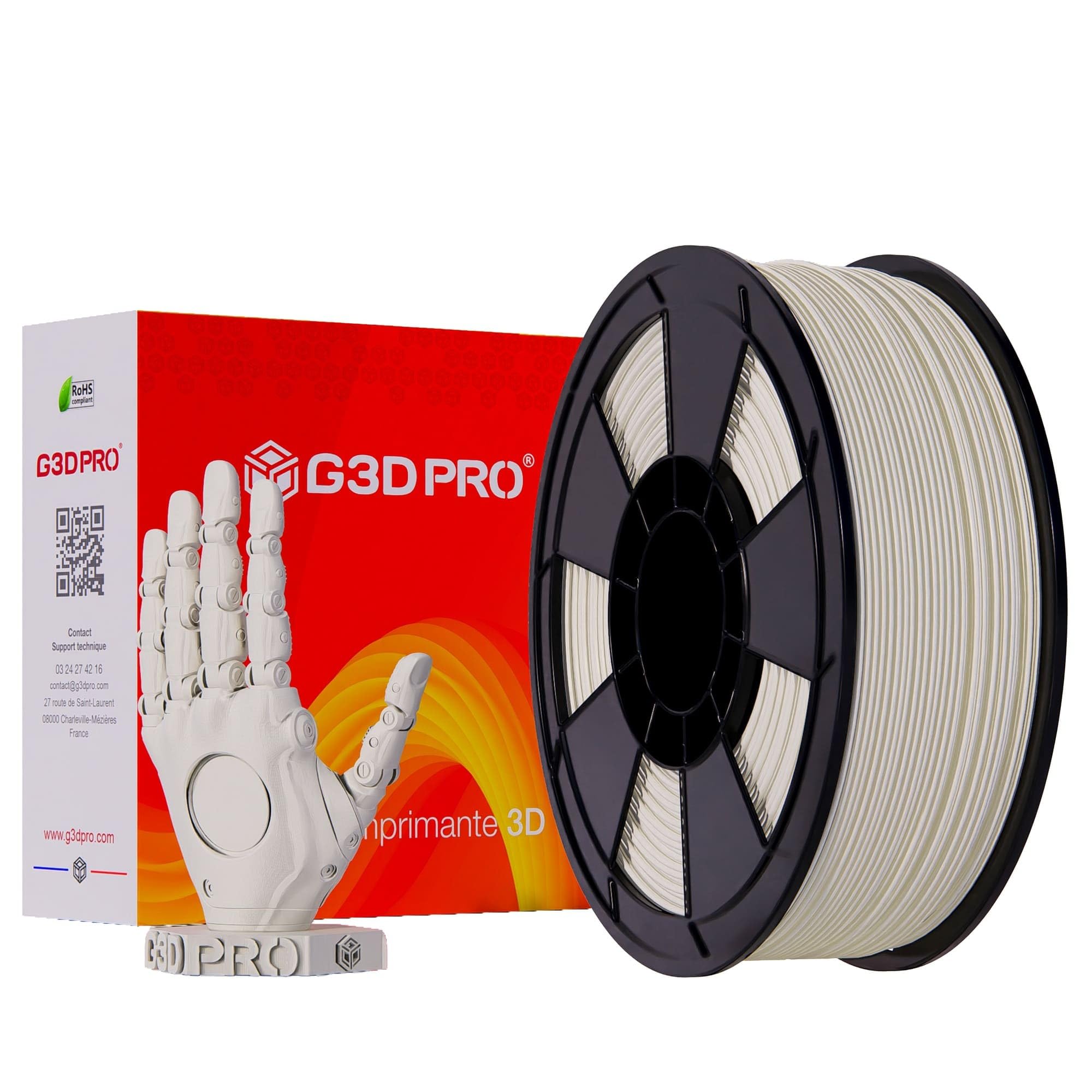 Biały filament ABS do drukarki 3D, 1,75 mm, szpula 3 kg, dokładność wymiarowa ± 0,03 mm szary grafitowy - RAL 7024