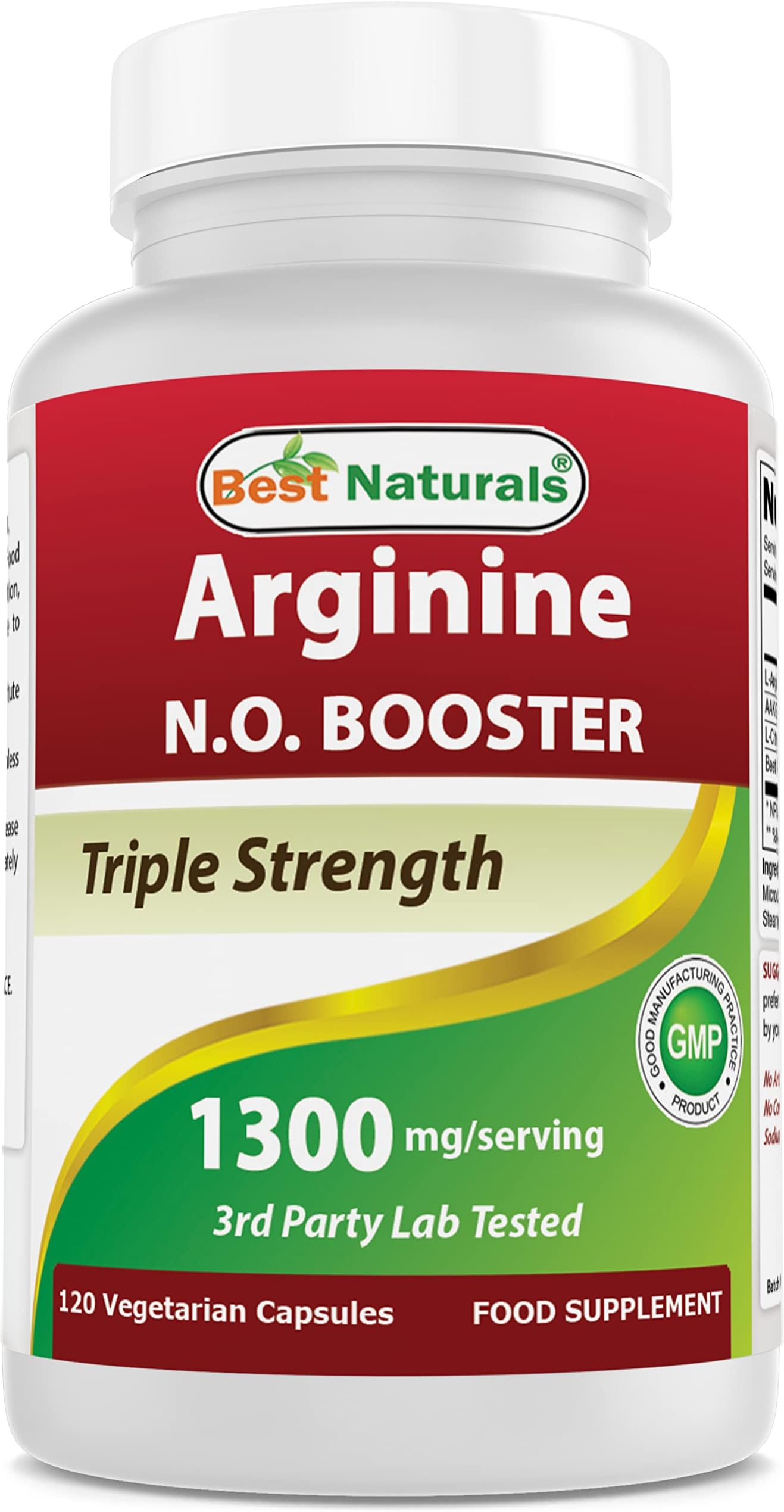 L-Arginine NO Booster Triple Strength 1300 mg Serving 120 Veg Capsules
