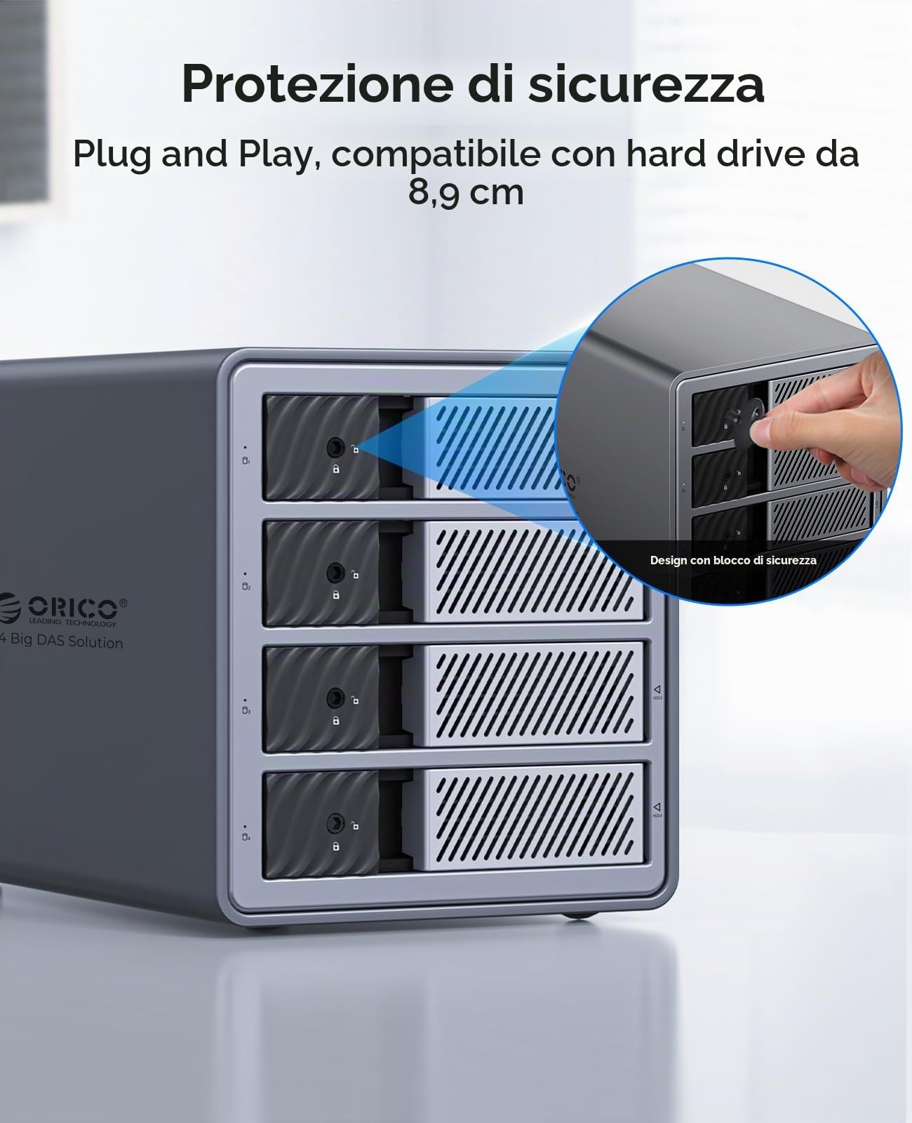 ORICO Docking Station per Disco Rigido Alluminio da 3,5 Pollici SATA a USB 3.0, 4 Slot per SSD/HDD, con Alimentatore e Ventola, Compatibile con MacOS e Windows (9848U3)