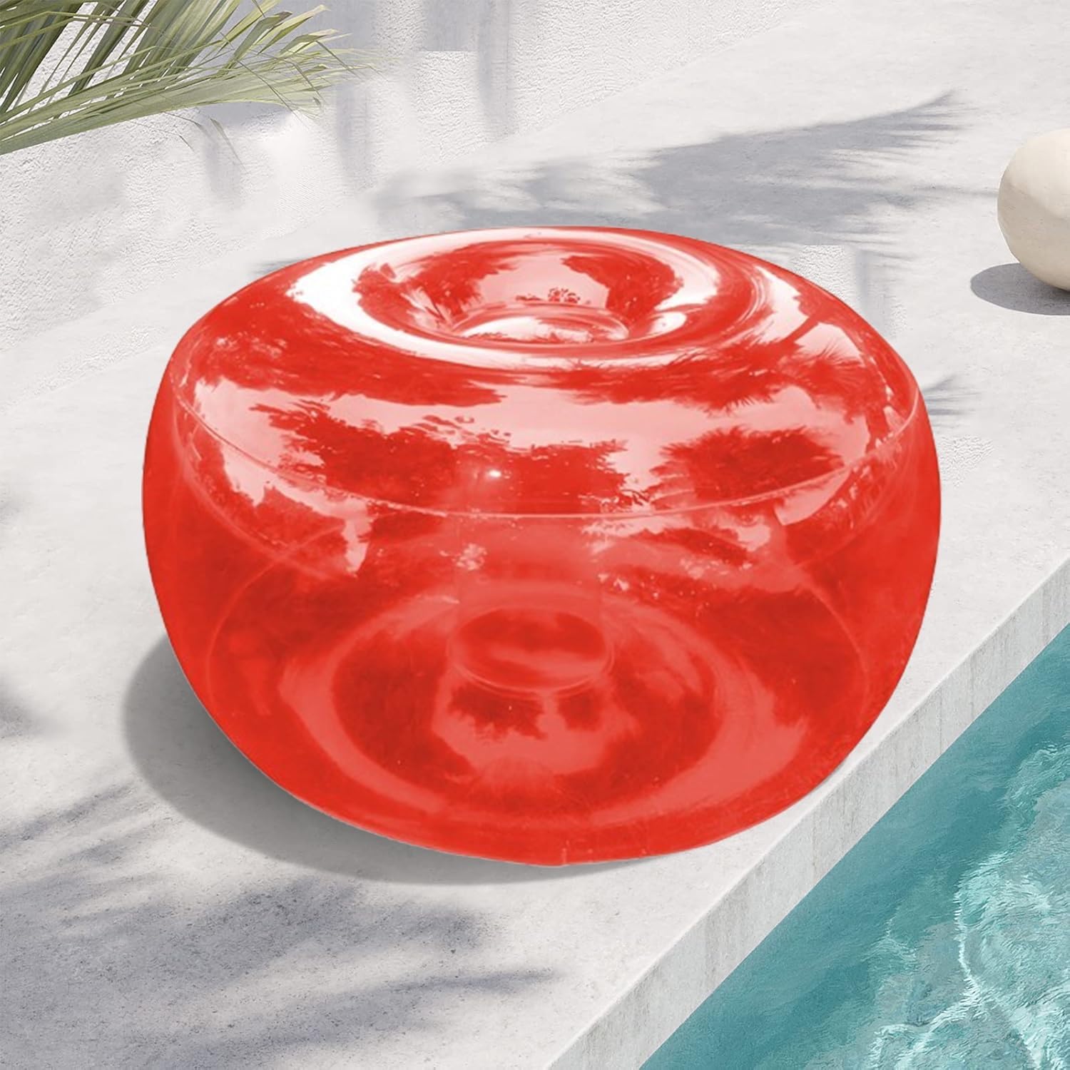 Inflatable Foot Rest for Air Travel, Blow up Footstool Airplane Travel Foot Rest Adjustable Height,Footrest Pillow with Pump for Office,Airplane,Train,Cars,Home(Orange)