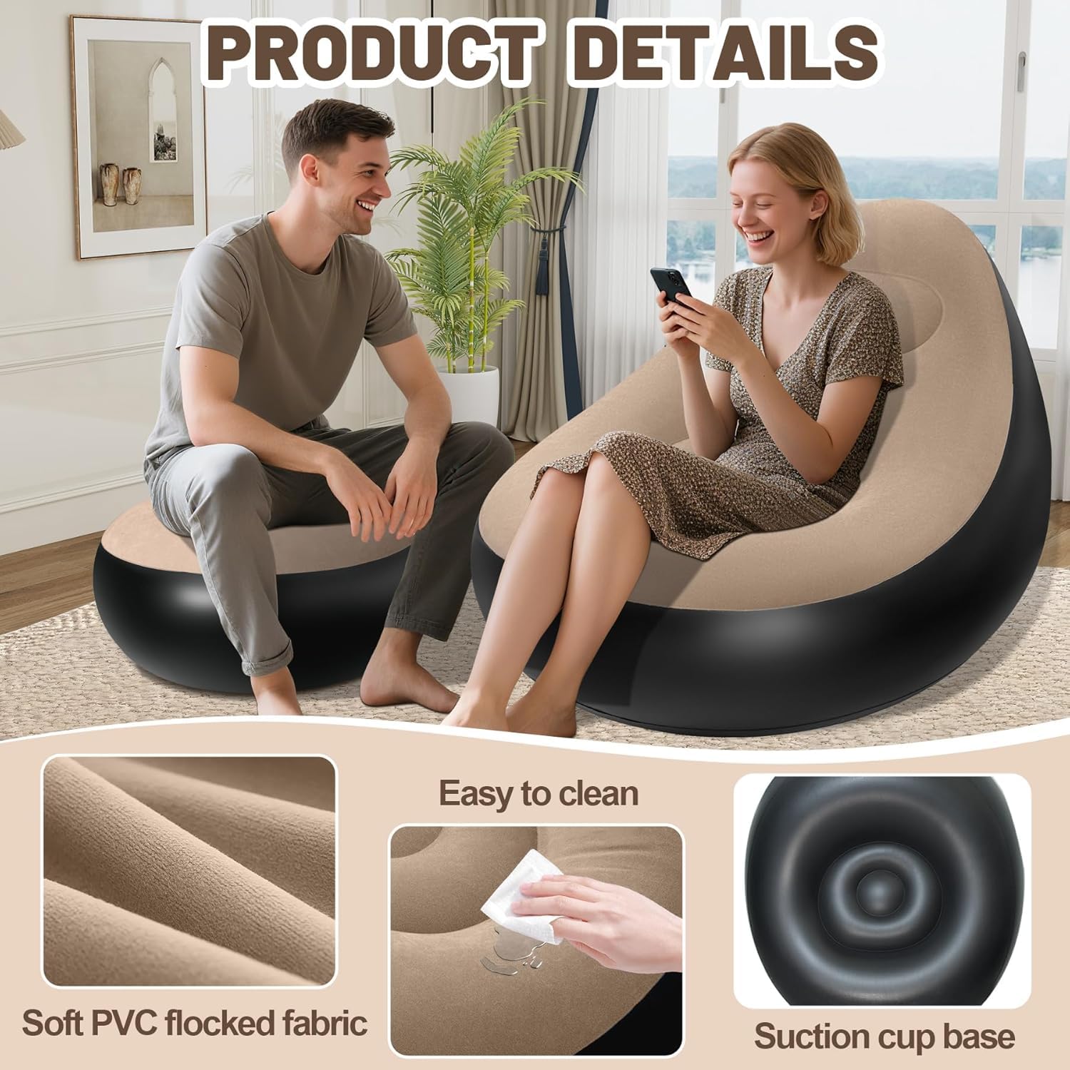 Generico Poltrona Gonfiabile con Poggiapiedi, 116 x 98 x 83 cm | PVC