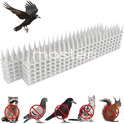 Pigeon Spikes - (White, Pack of 100) Deter Pigeons, Cats, Monkeys, Crows, Kabootars - Protect AC, Balcony, Windows - Easy Install, Weatherproof - Home Defense Solution (White, 100)