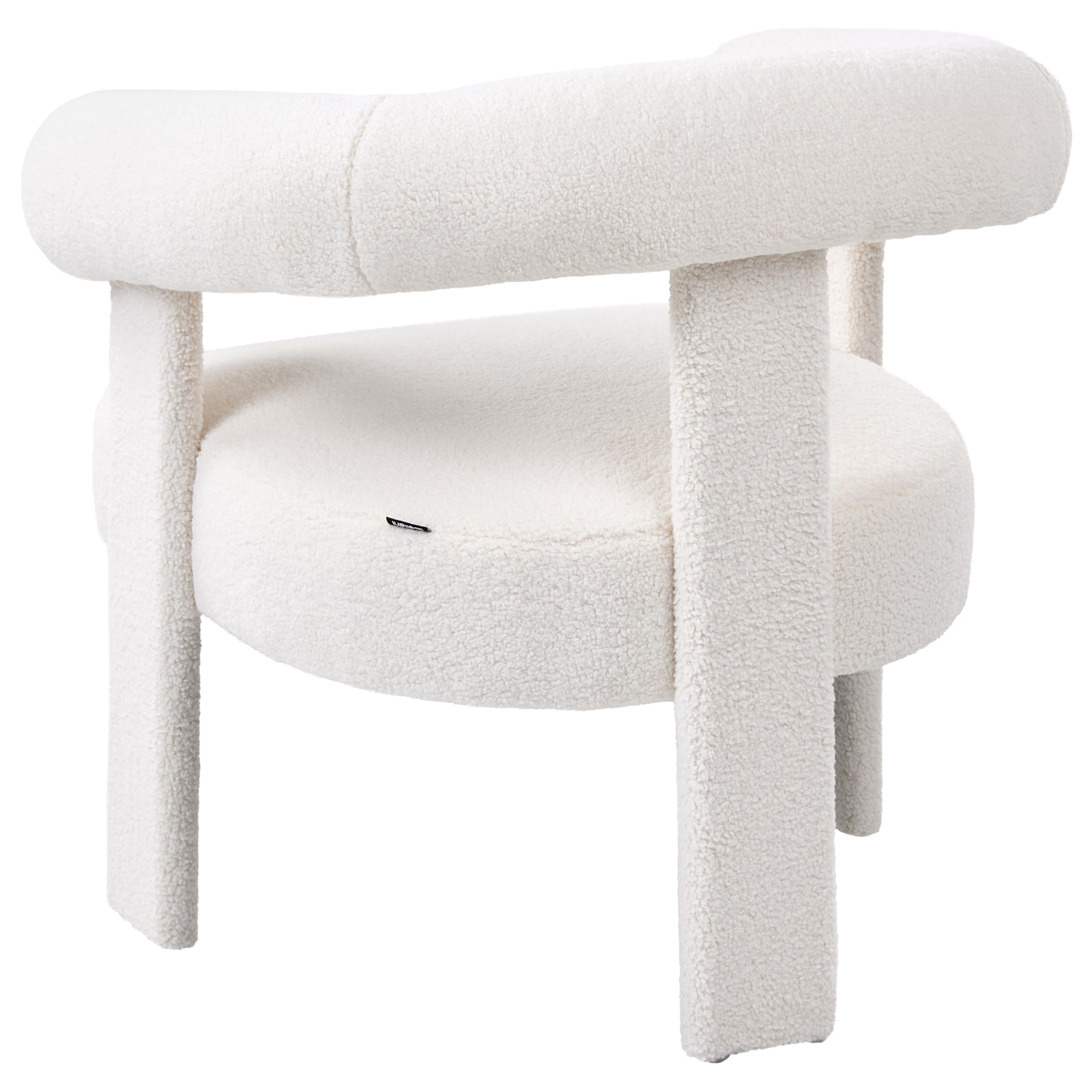 Beliani Sillón de Sala de Estar Estilo Retro tapicería de bouclé Patas tapizadas Blanco Crema Ilbro