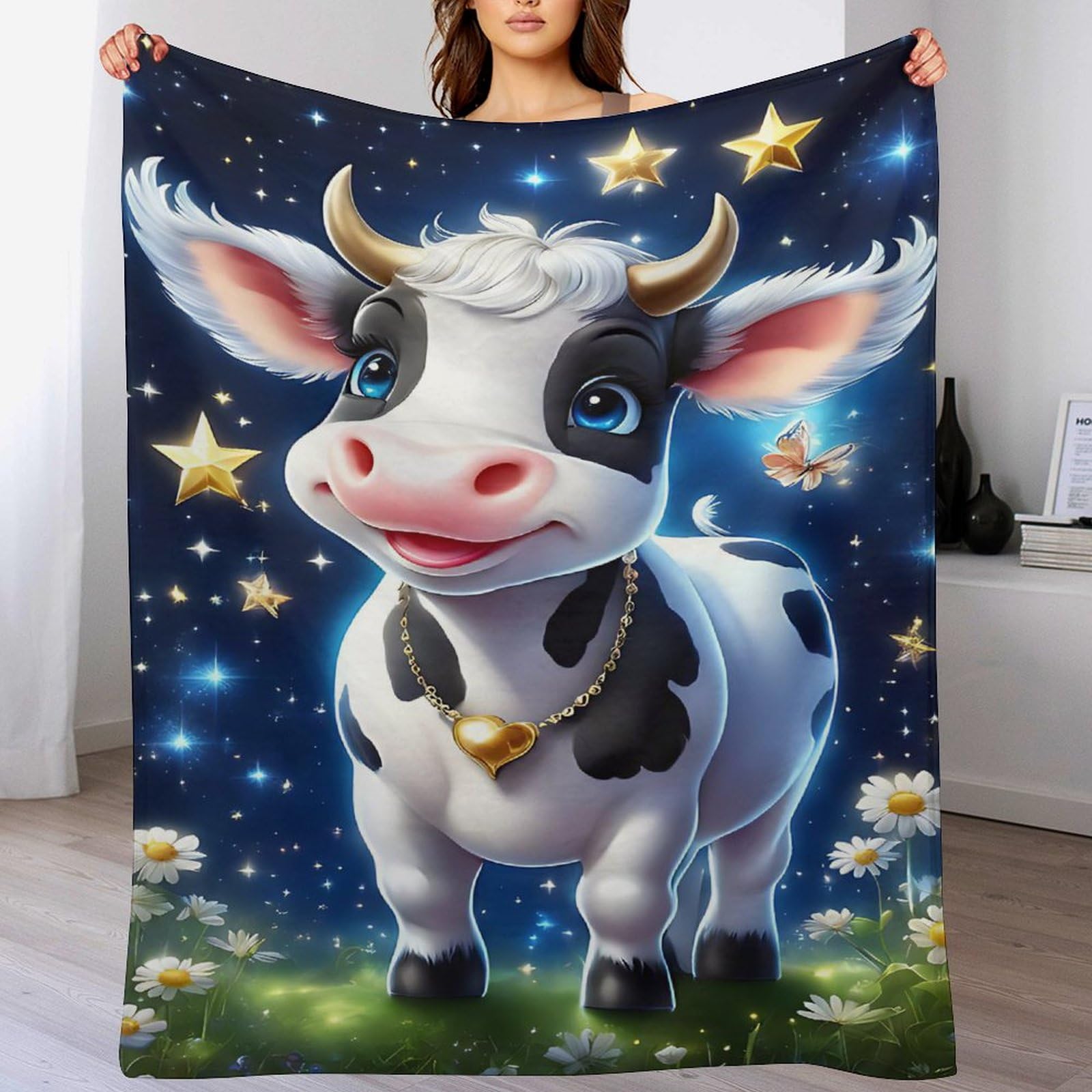 Couverture de canapé motif vache pour vos soirées cinéma en famille