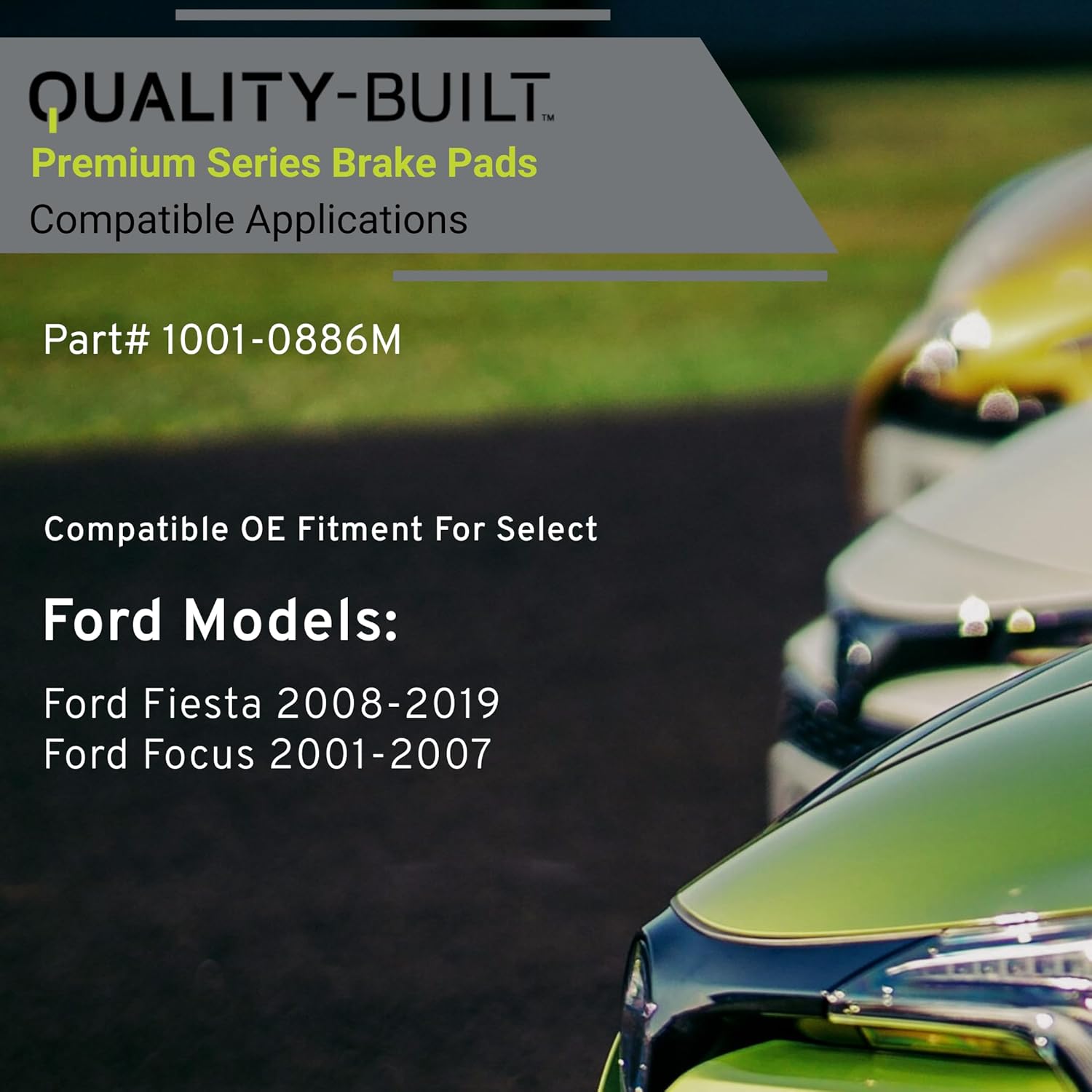 QUALITY-BUILT Rear Semi-Metallic Brake Pads, Premium 1001-0886M, Compatible with 2001-2019 Ford (Fiesta,Focus)