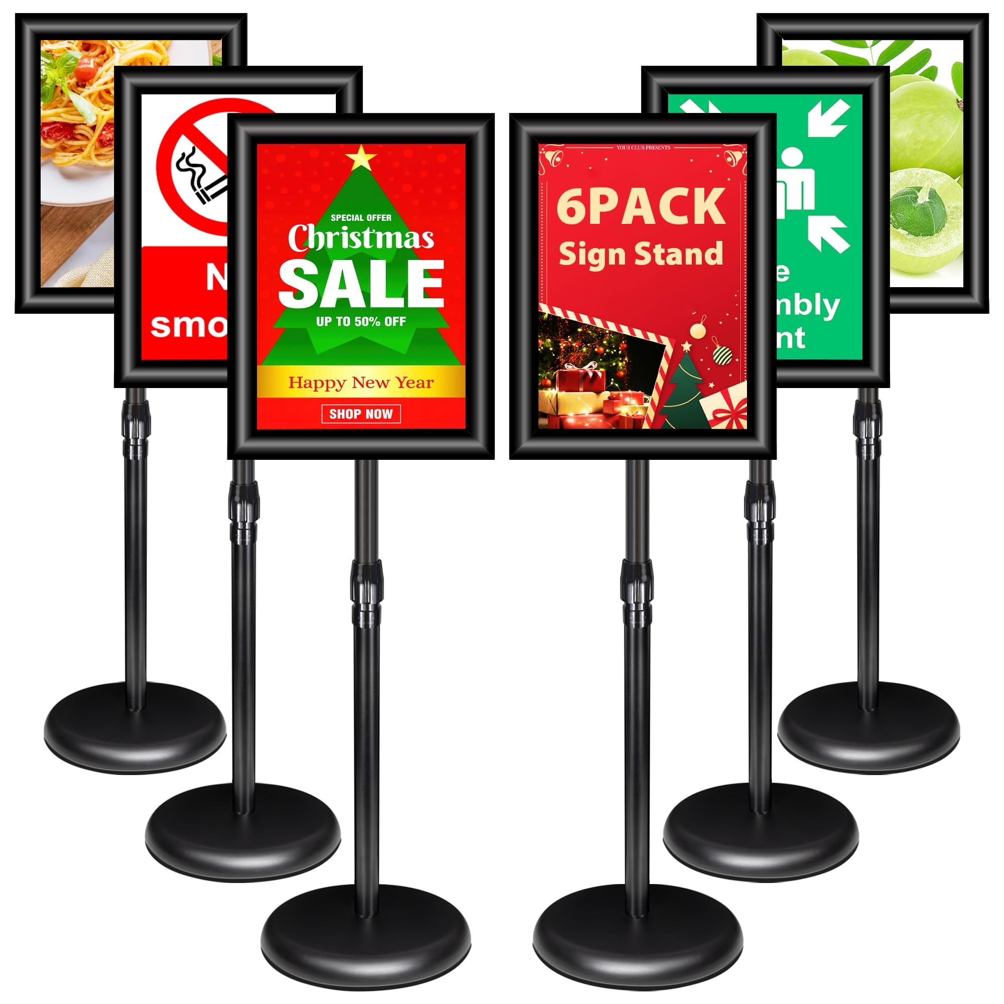 Paquete de 6 soportes ajustables de aluminio A3 para carteles, menús, anuncios, ventas, soporte de exhibición de señalización (negro, paquete de 6)