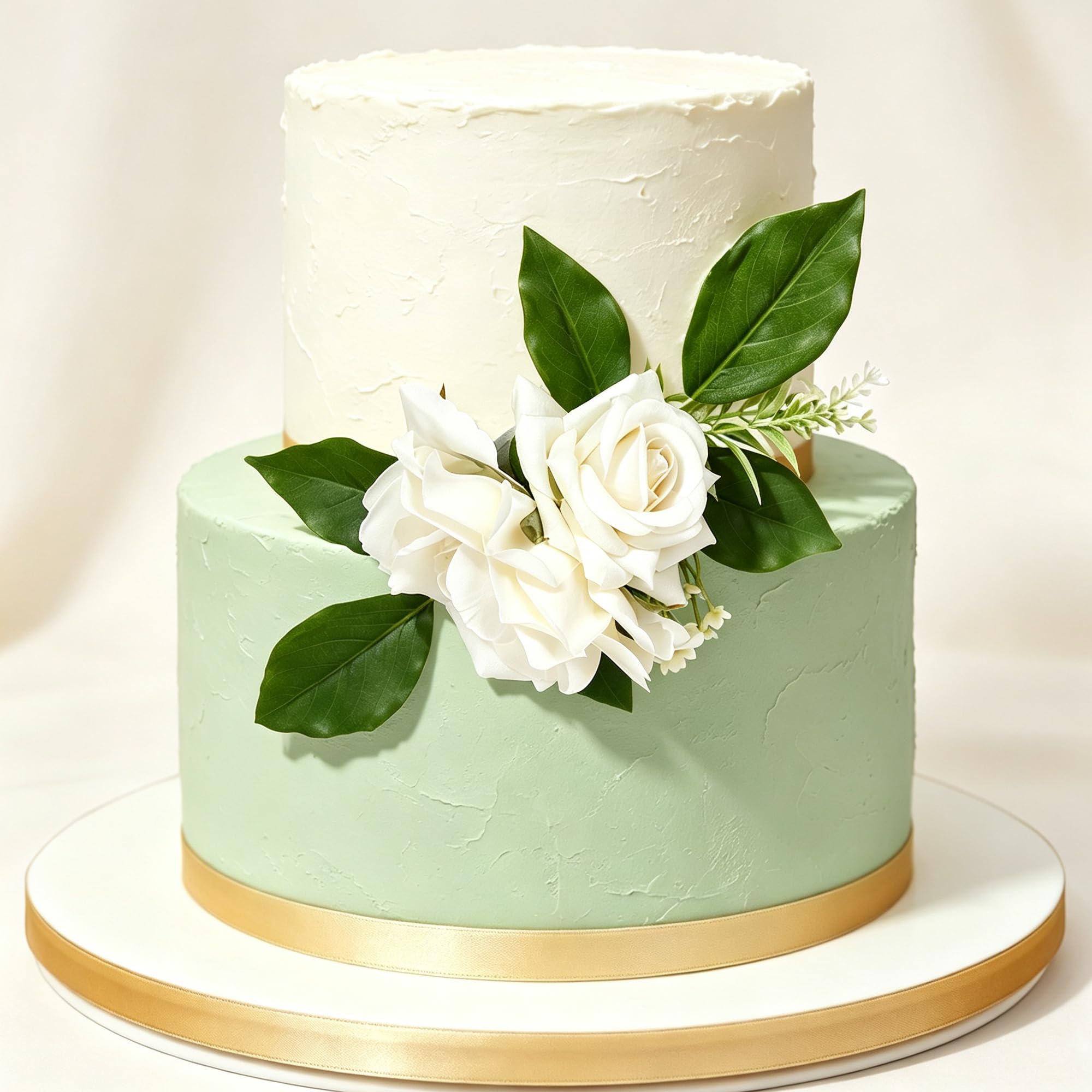 Xsstarmi 1 Pack White Roses Artificial Flowers Cake Topper DIY Wedding Artificial Roses Cake Pick Decoration for Bridal Shower Birthday Wedding Anniversary Happy Valentine's Day Party Cake Decorations