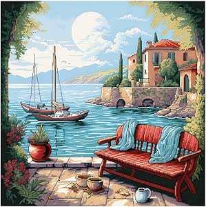 51buyoutgo Point De Croix - 30x30 Cm Canevas Kit Complet