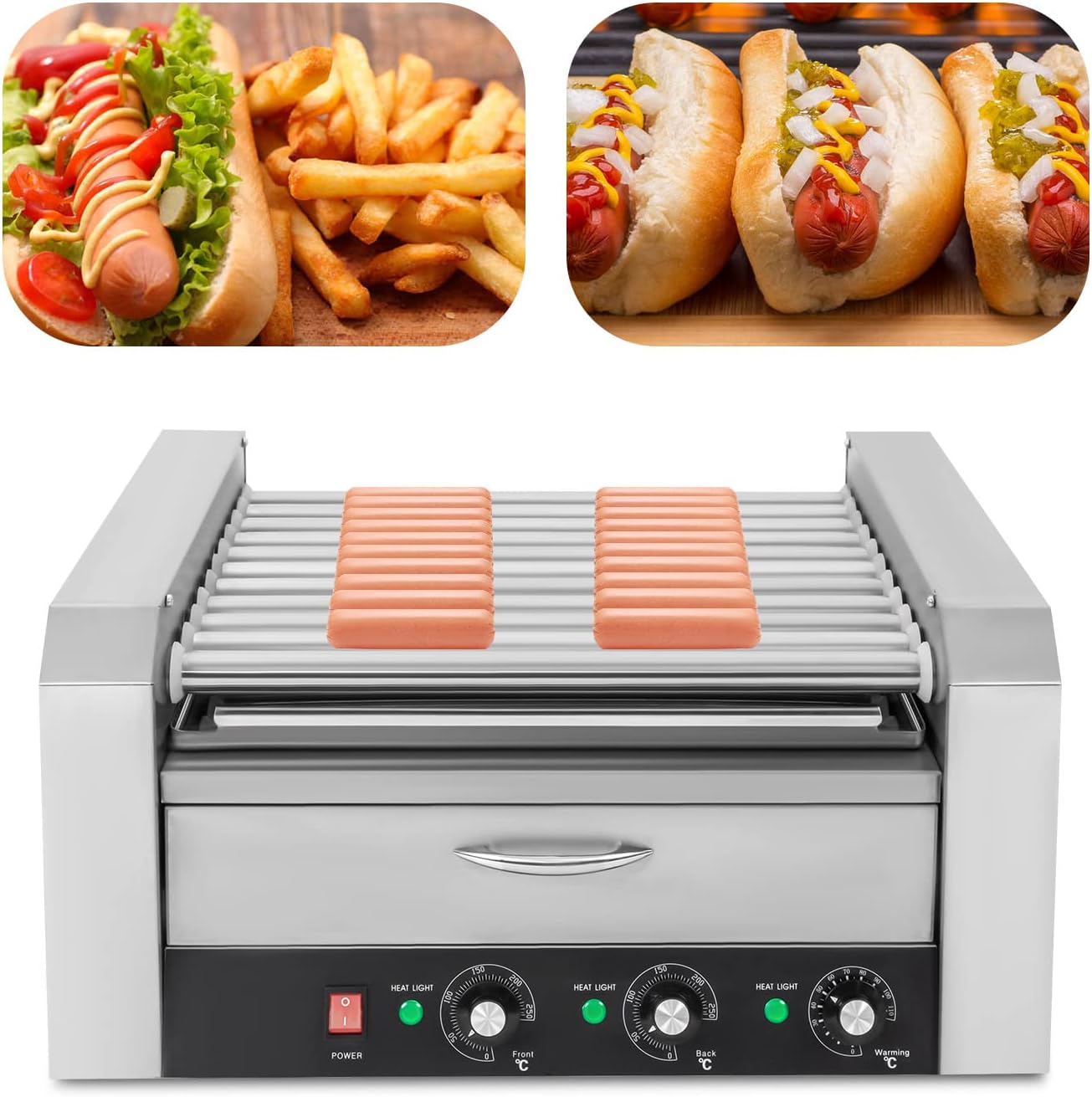 Hot Dog Warmer Roller Grill Cooker Commercial Machine,